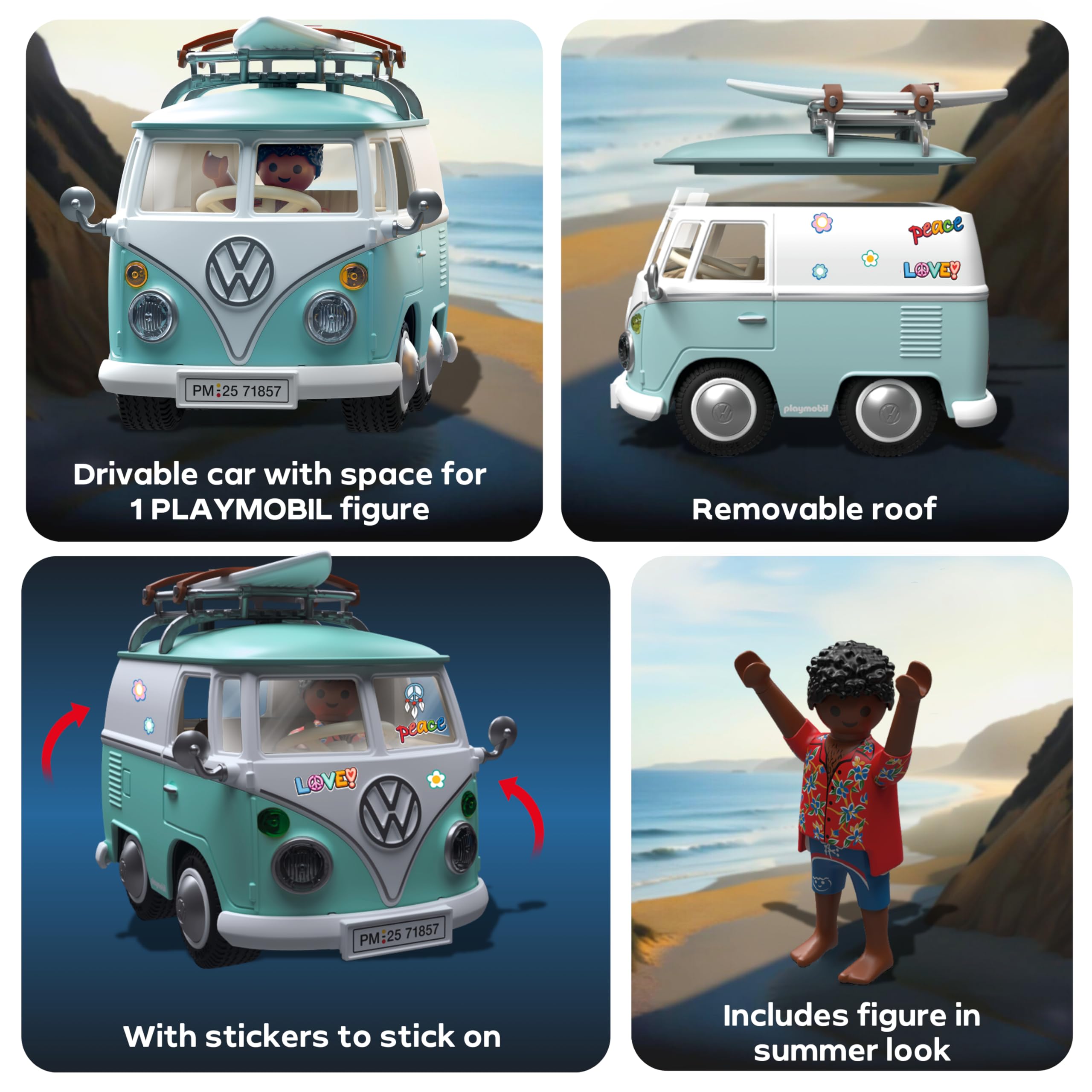 Playmobil Volkswagen T1 Camper Van - Retro Vehicle Playset for Kids & Collectors 4
