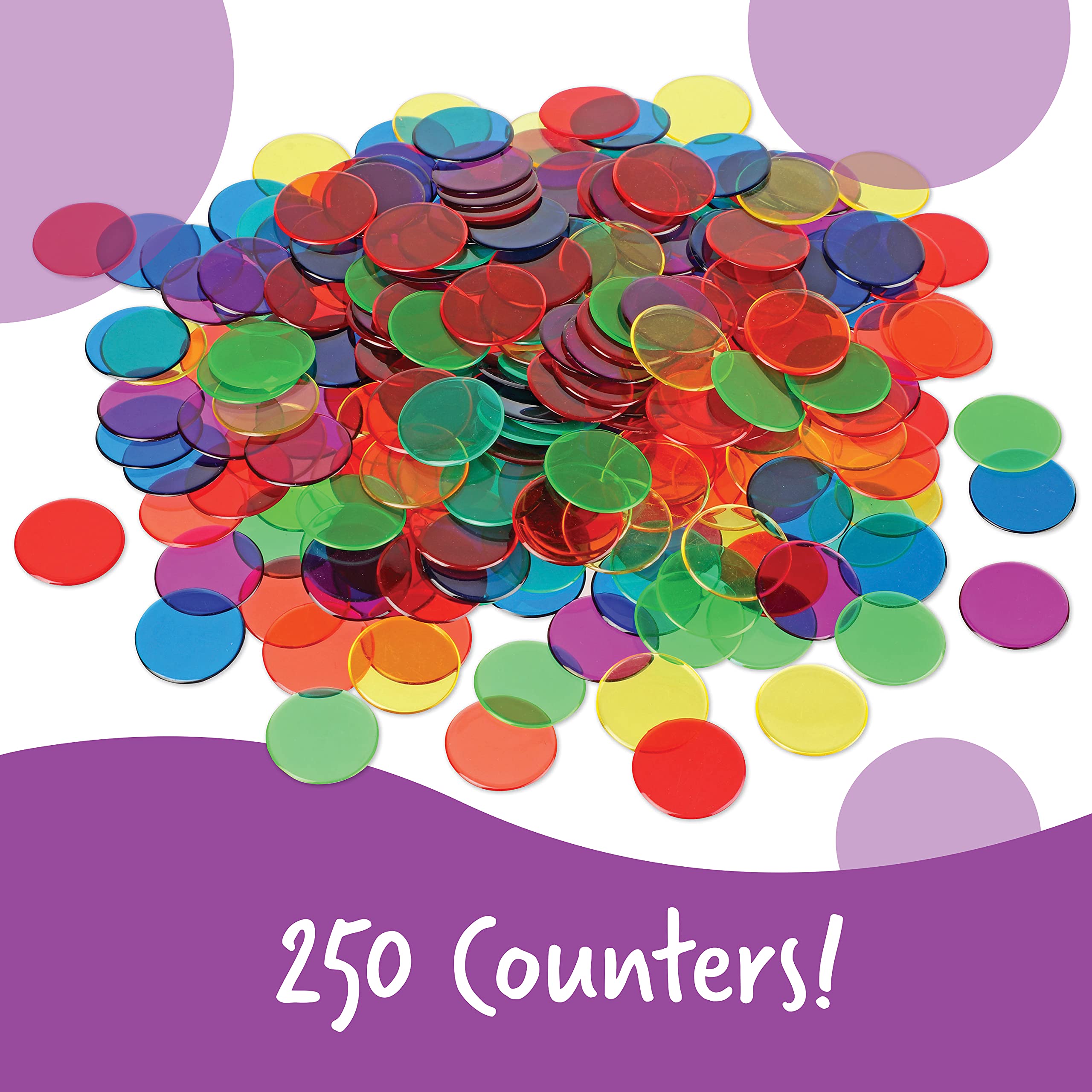 Learning Resources Transparent Count游戏副本 (6 Colors) - 250pcs Educational Math Counters 12