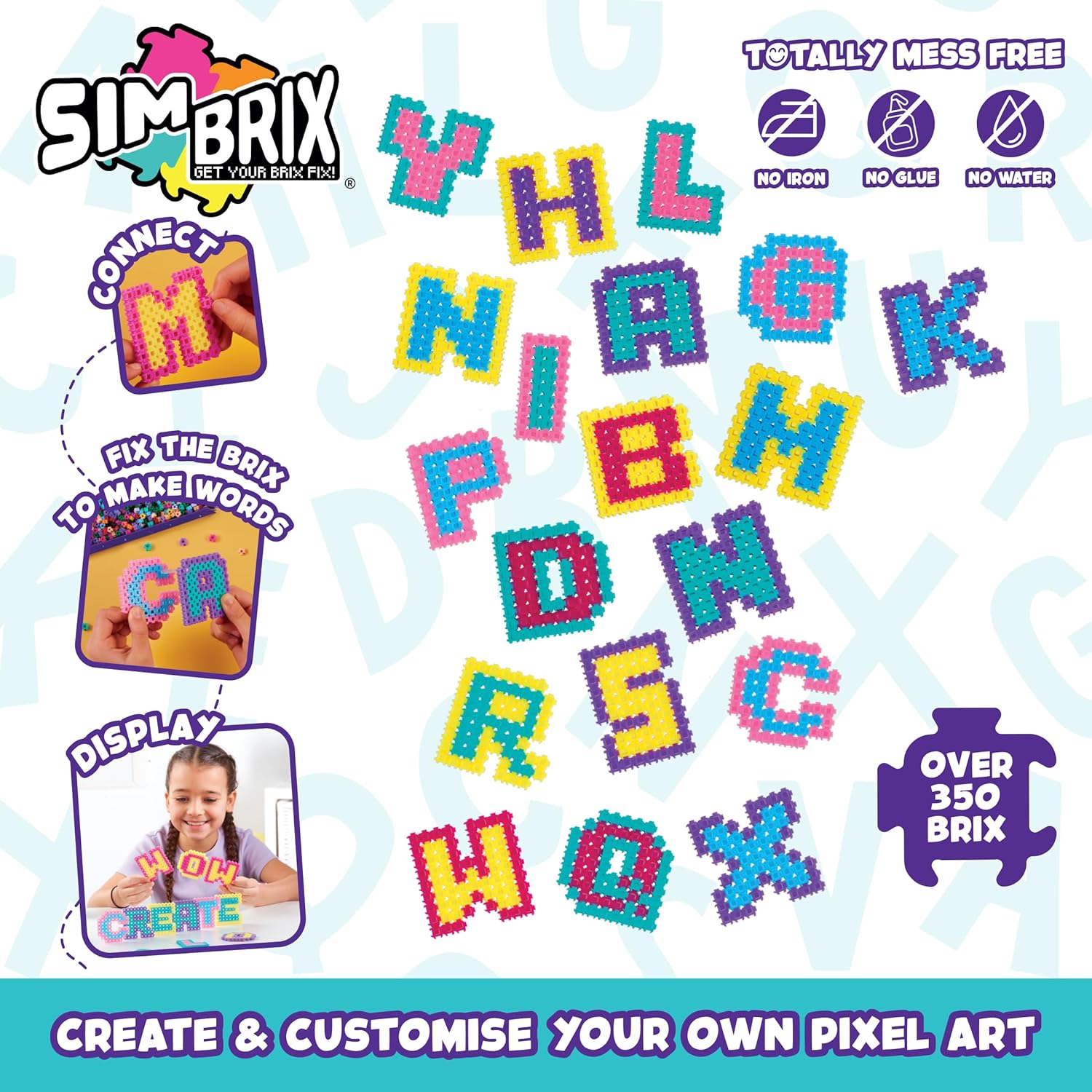 Simbrix Alphabrix Pack - 350+ Brix Creative Building STEM Arts & Crafts Toy for Kids 3