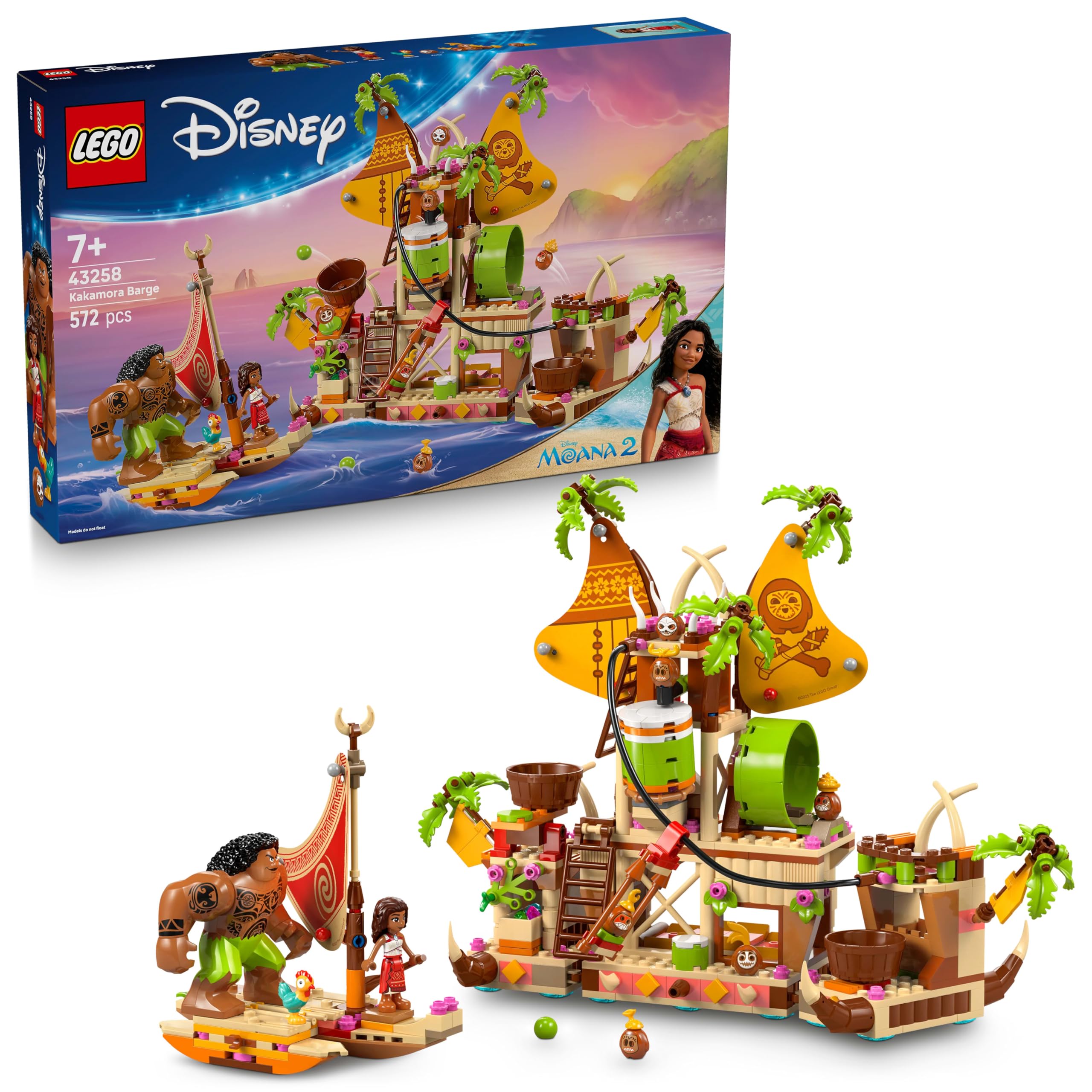LEGO Disney Moana 2 Kakamora Barge Building Set - 572-Piece Boat Playset with Characters