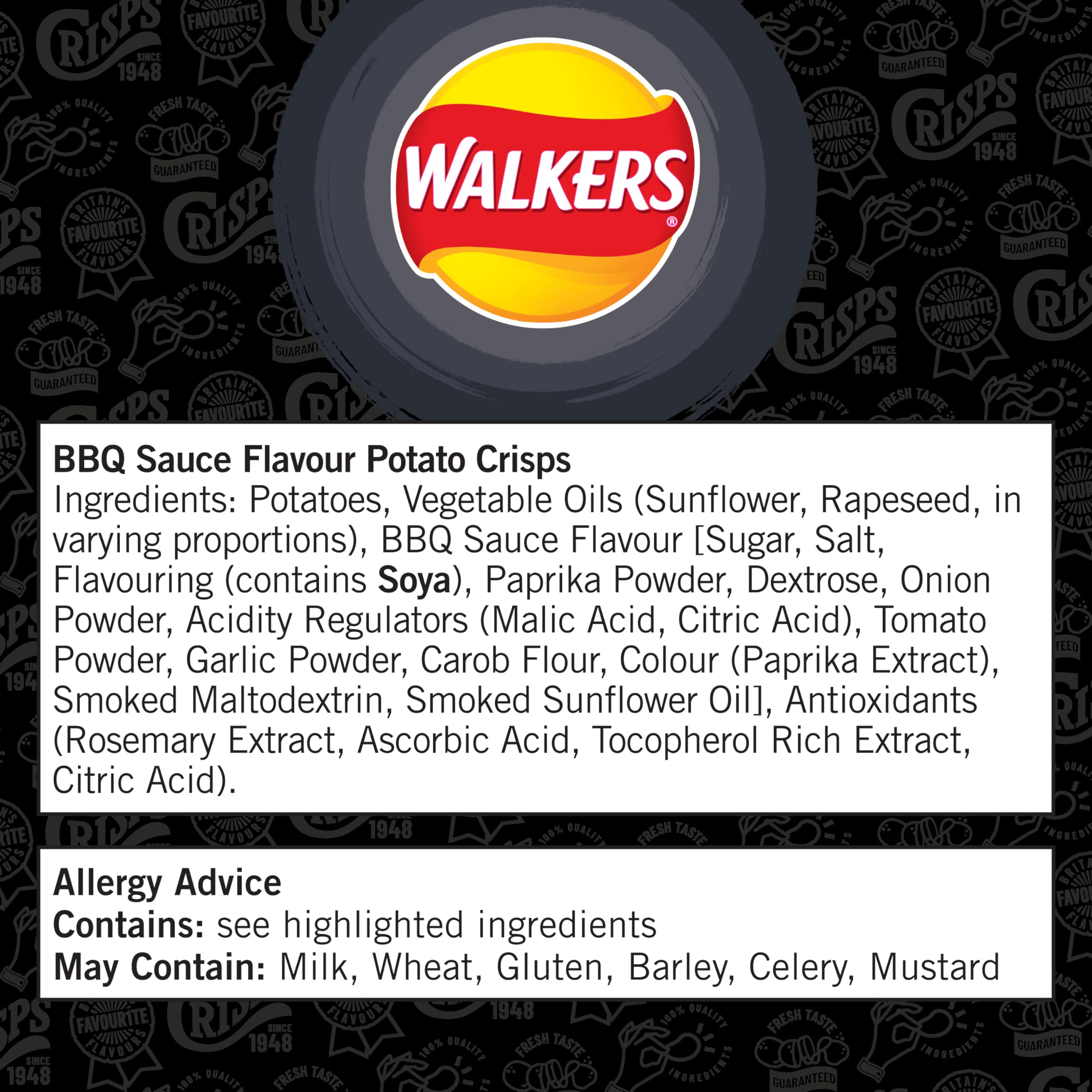 Walkers BBQ Sauce Flavour Crisps Multipack 6x25g