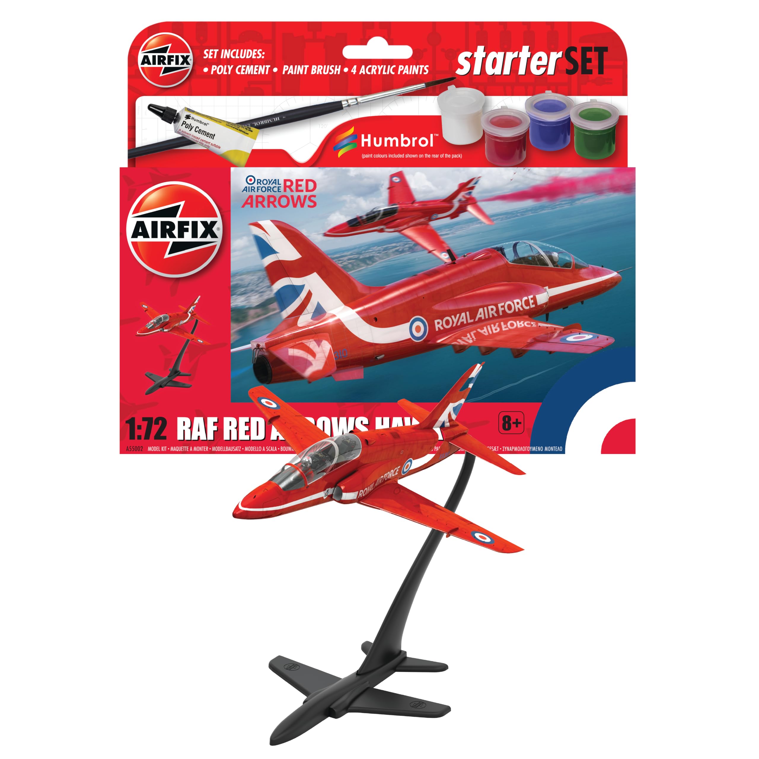 Airfix A55002 Red Arrows Hawk Model Kit - Beginner Plane Building Set for Ages 8+