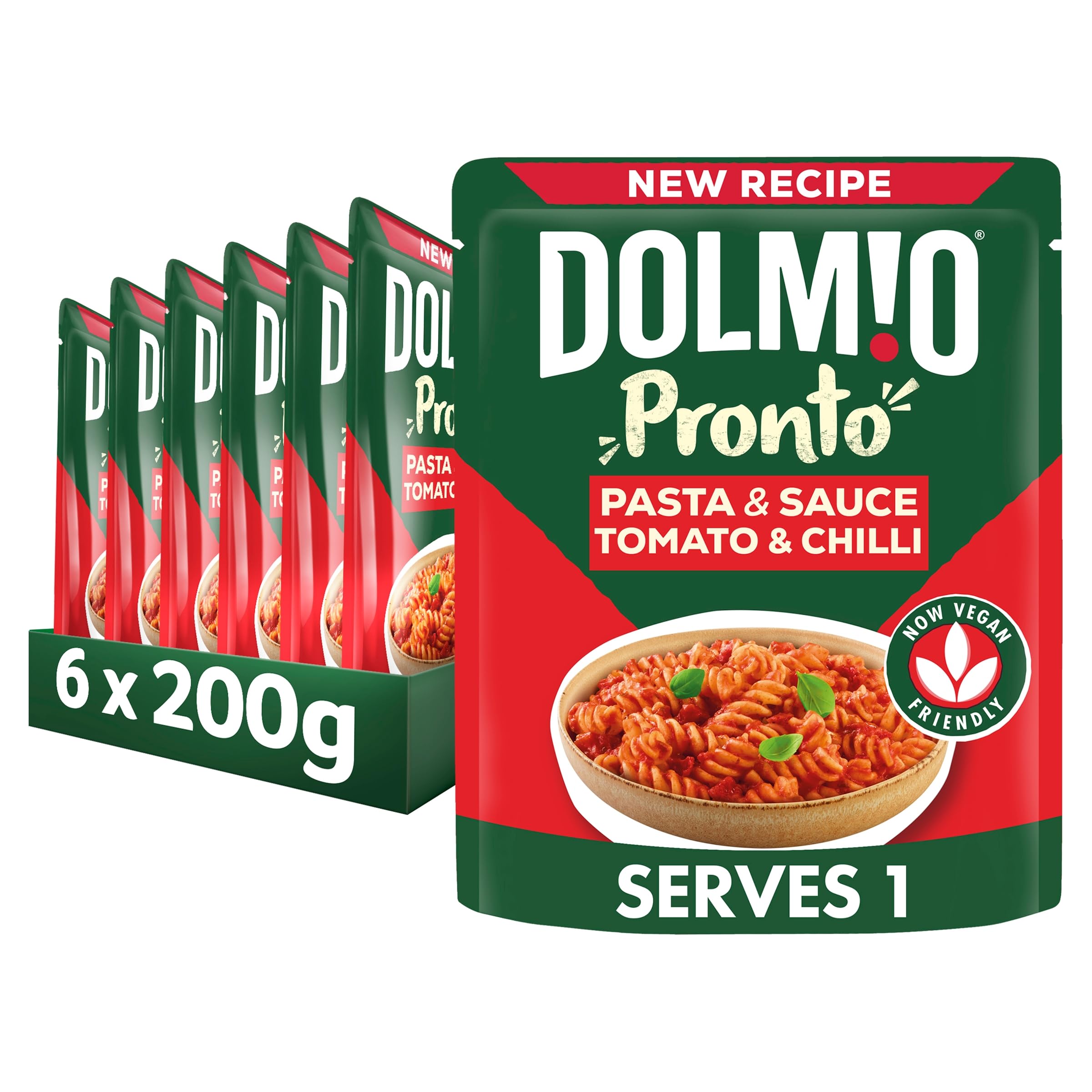 Dolmio Pasta Pronto Tomato and Chilli Microwave Fusilli with Sauce – 6 x 200g Pouches