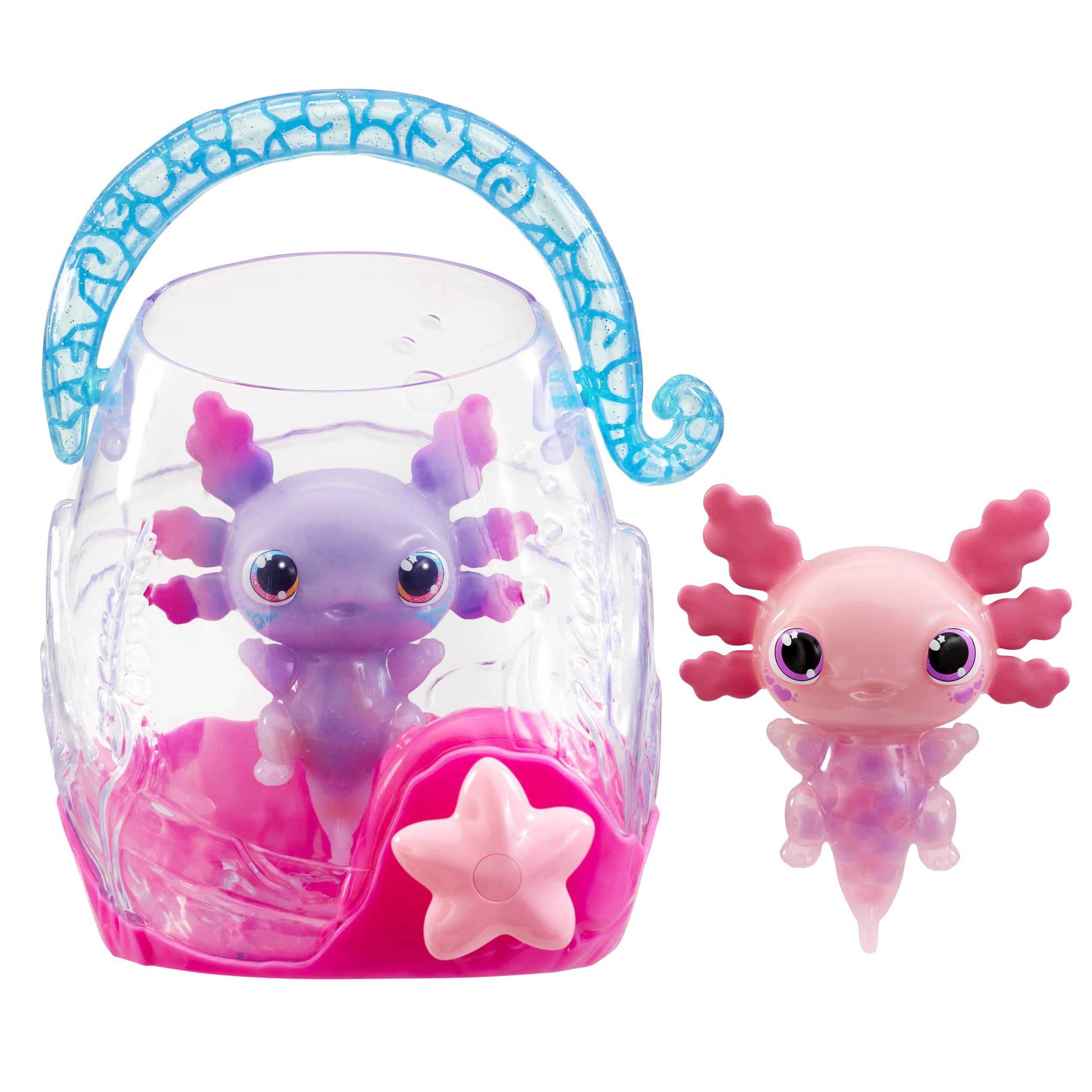 Animagic Let's Glo Axolotl Bubble Reef Twin Pack - Interactive Light-Up Electronic Pet Playset for Kids