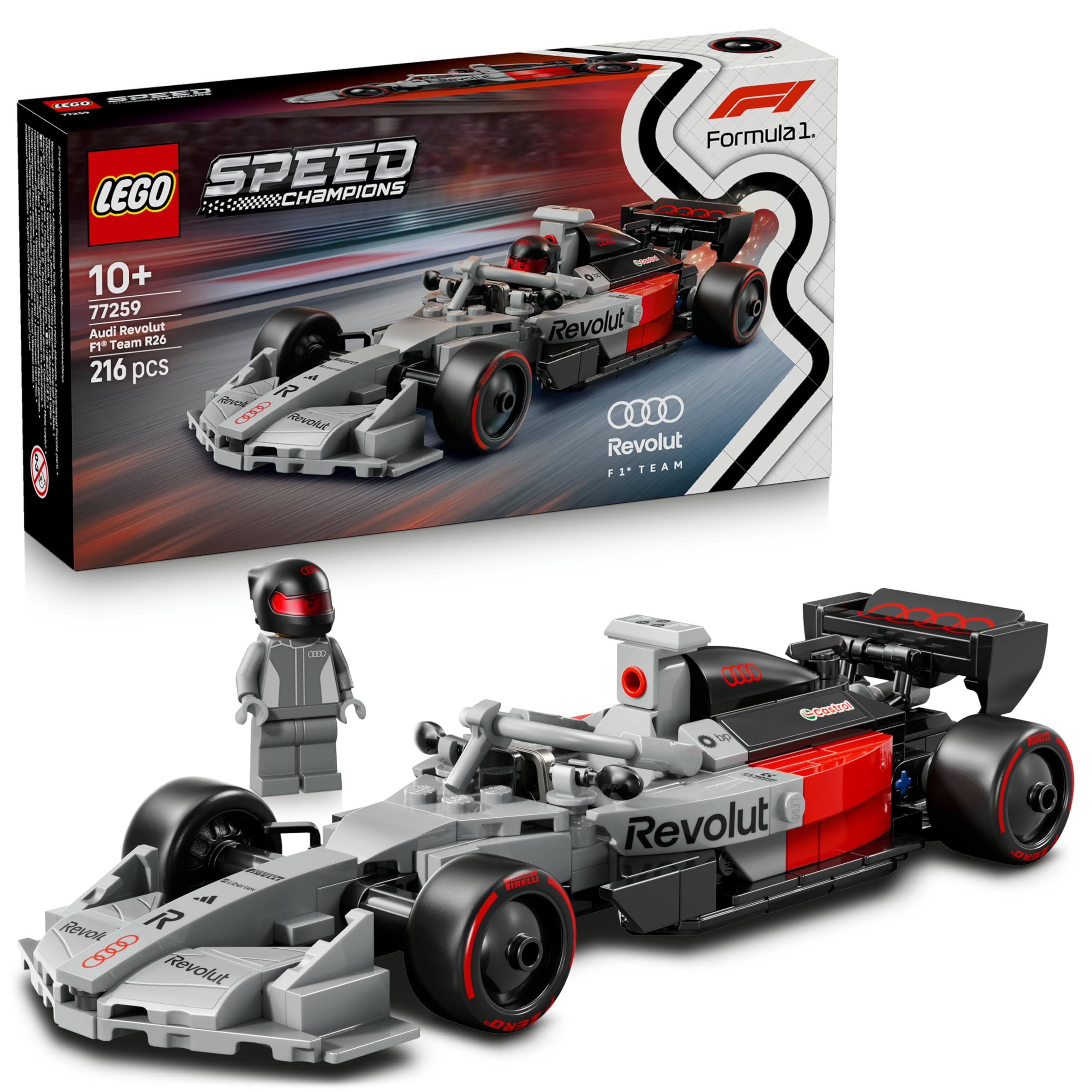 LEGO Speed Champions Audi Revolut F1 Team R26 Race Car Building Set | Model 77259 | Ages 10+