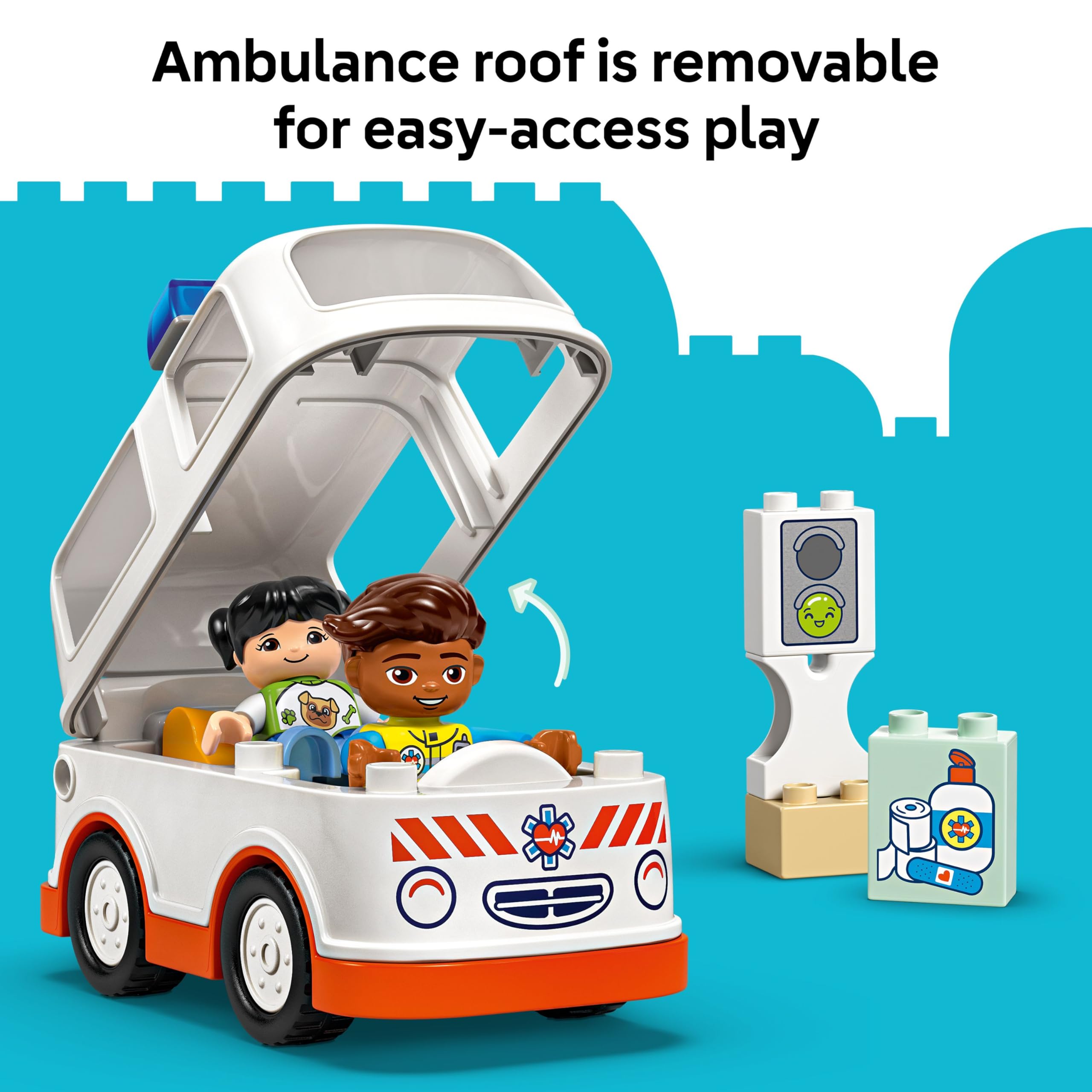 LEGO DUPLO Ambulance & Driver Set - Educational Role Play Toy for Toddlers 2+ 8