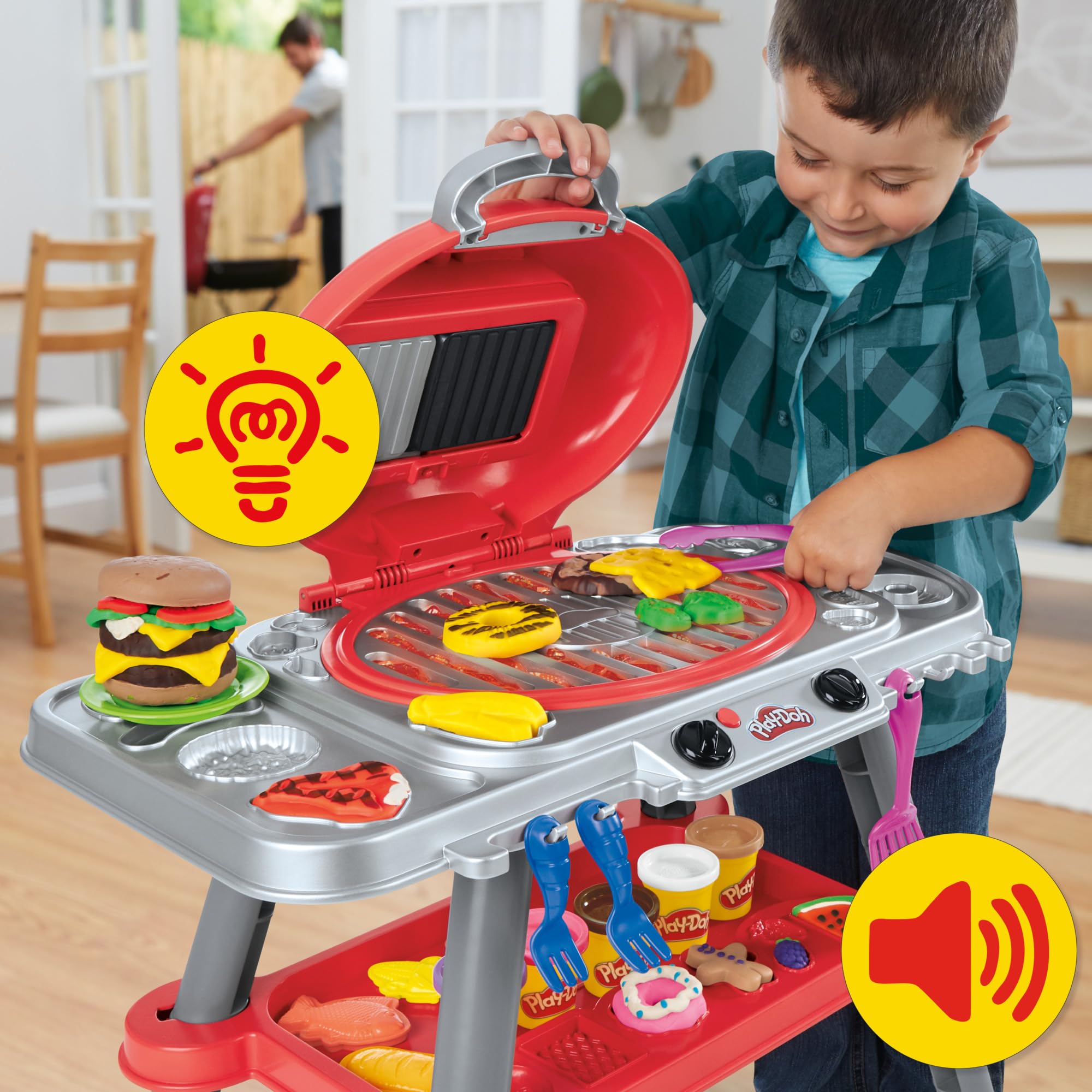 Play-Doh Sizzlin' Grill Toy Playset - Interactive BBQ Role Play for Kids 3+ 5