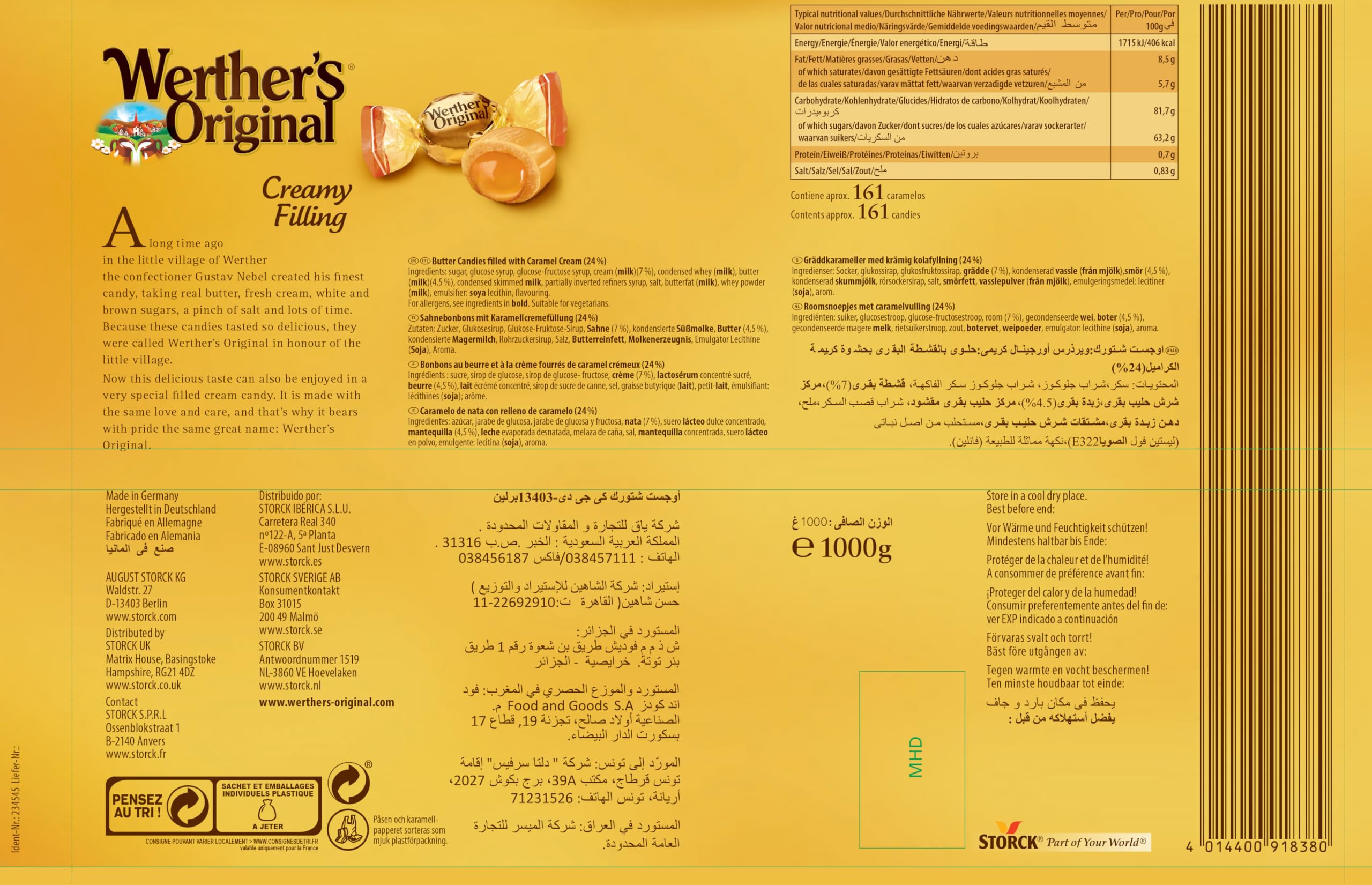 Werther's Original - Creamy Filling Sweets 1kg Sharing Bag 5