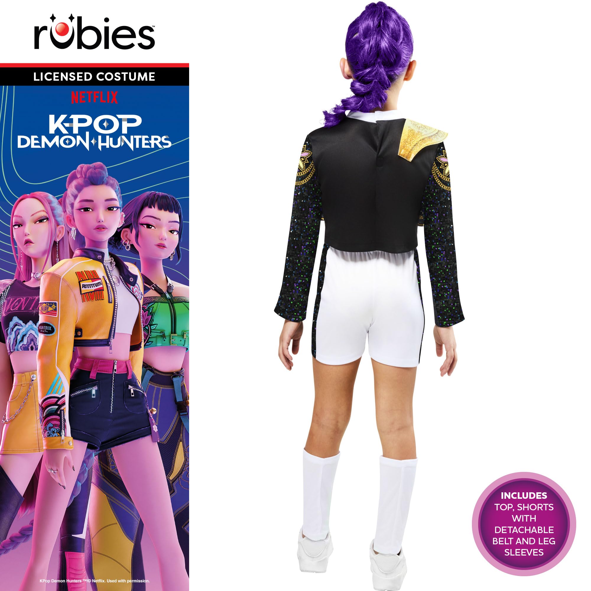 Rubies Official K-Pop Demon Hunters Rumi Golden Child Costume - Kids Size 7-8 Years
