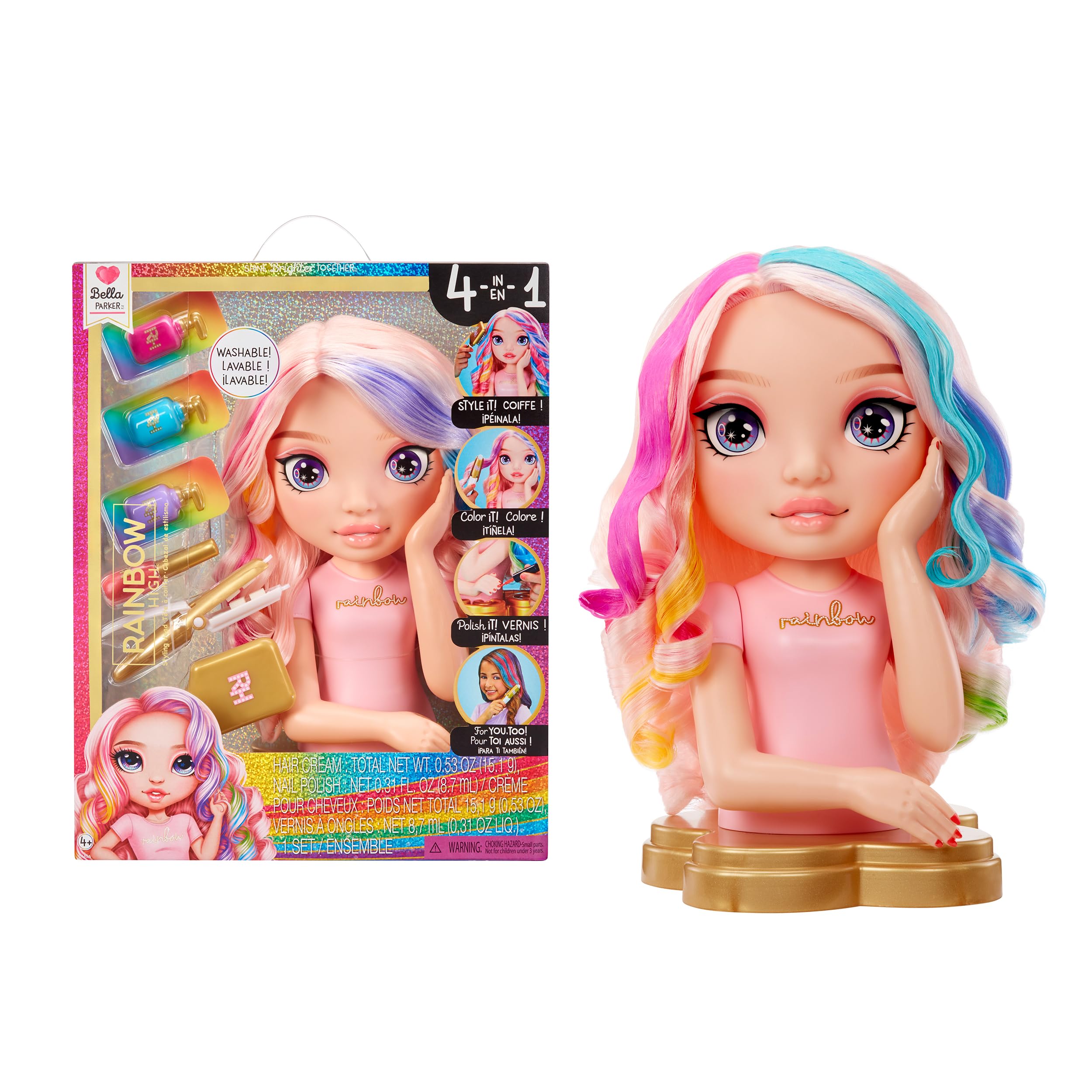 Rainbow High Styling Head - 33 cm Bella 4-in-1 Playset with Washable Hair & Nail Polish 4