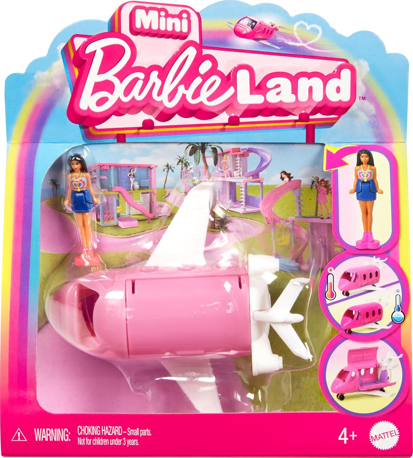 Mini BarbieLand Dreamplane Playset - 1.5-inch Color-Change Doll & Vehicle for Ages 4+