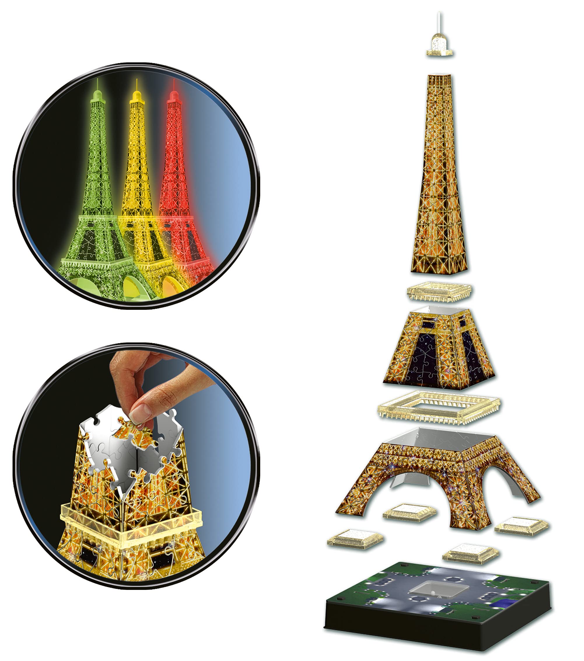 Ravensburger Eiffel Tower 3D Puzzle - Night Edition with LED Lighting, 216 Pieces 6