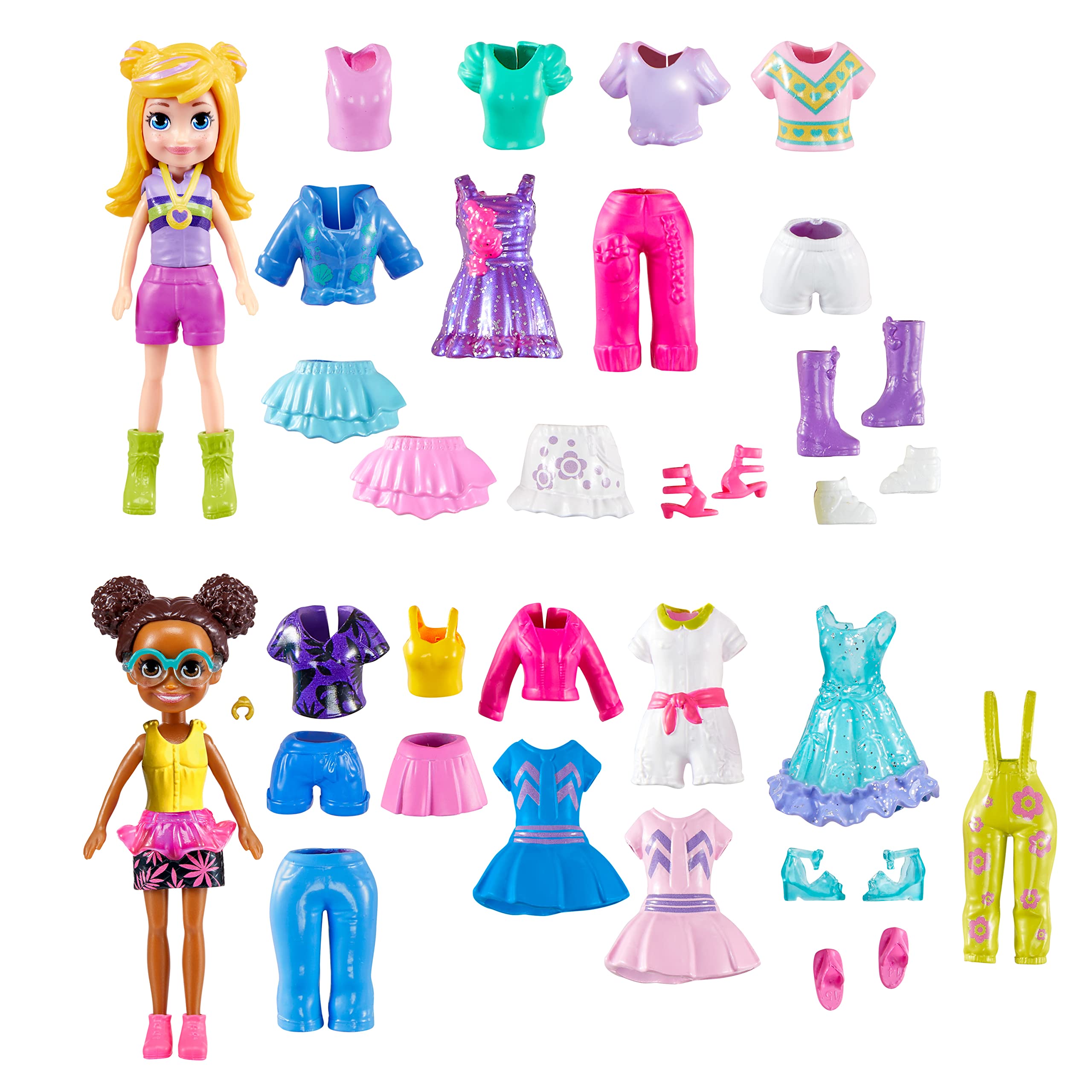 Polly Pocket Sparkle Cove Adventure Dolls & Fashion Playset - 48-Piece Set with 4 Dolls & Clothes for Ages 4+
