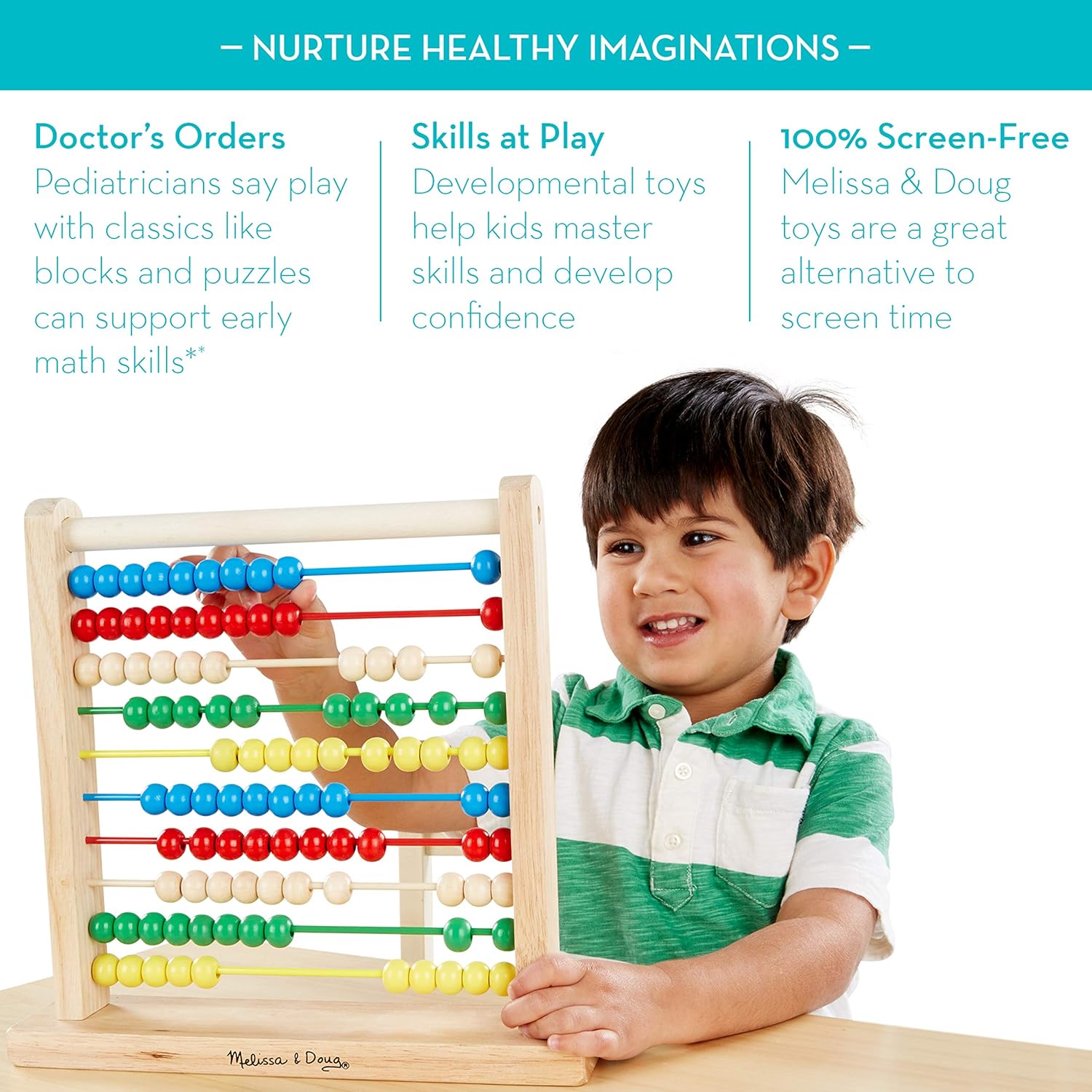Melissa & Doug Wooden Abacus - Educational Counting Frame for Kids 4