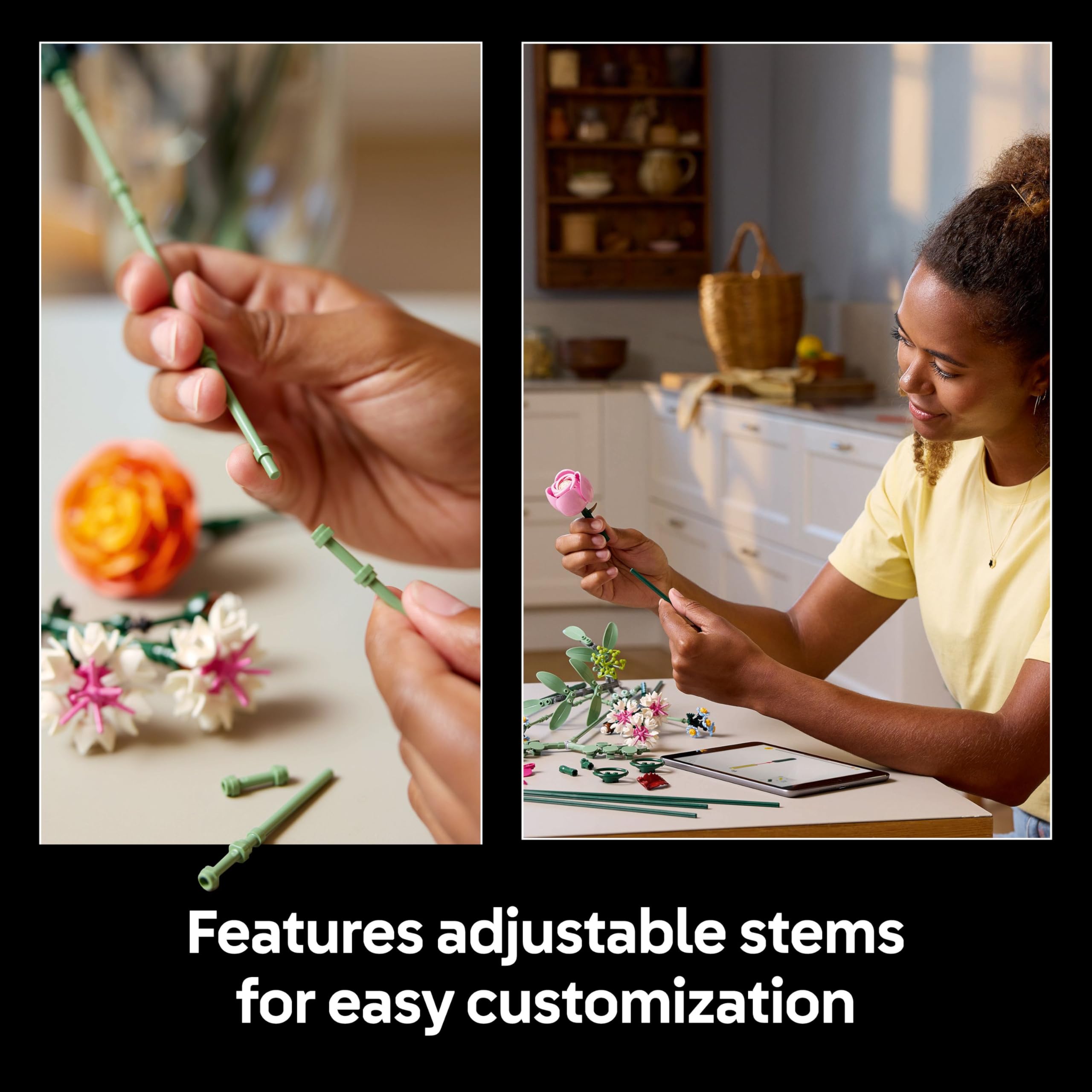 LEGO Pretty Pink Flower Bouquet 10342 - Buildable Floral Home Decor Set for Adults 4