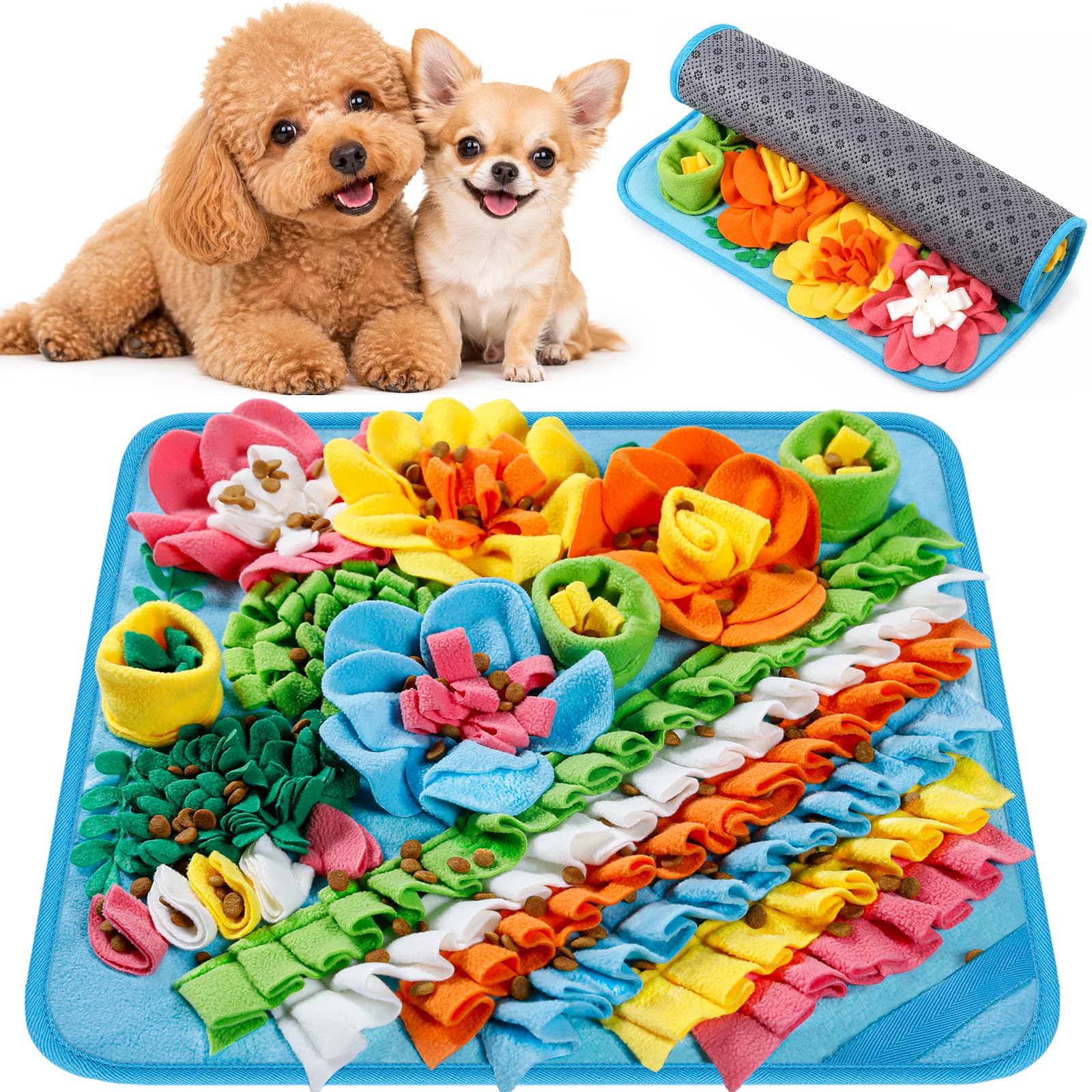 Gimars Snuffle Mat for Dogs - Interactive Puzzle Toy, Slow Feeder, Stress Relief | 39x39cm Blue 1