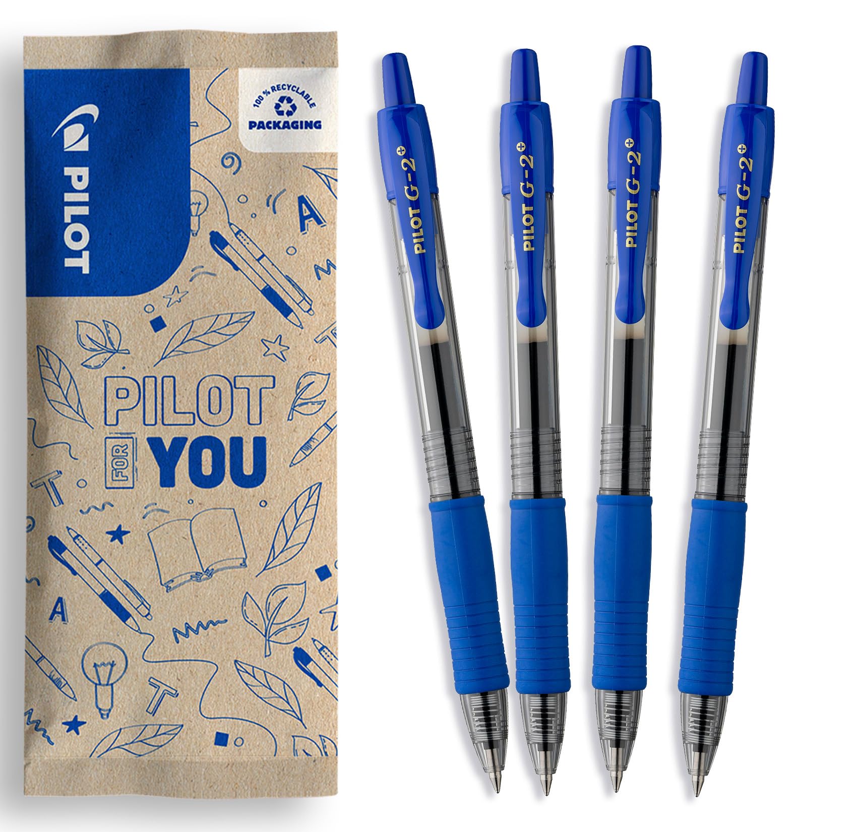 PILOT G2-07 Retractable Gel Rollerball Pen - Medium 0.7mm Tip, Blue Ink - 4 Pack 1