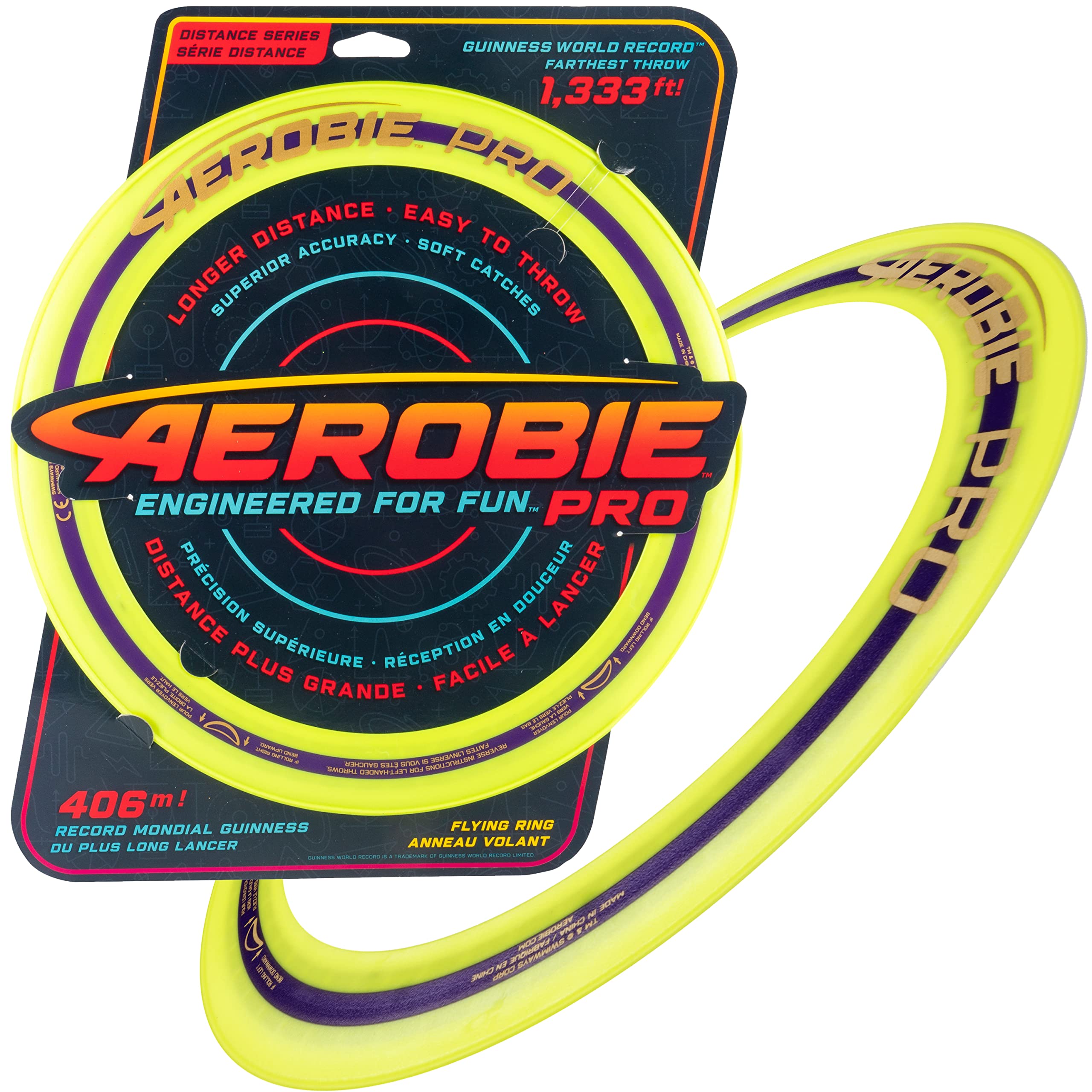 Aerobie Pro Ring Flying Disc - World Record Distance Throw | 13 Inch | Assorted Colors