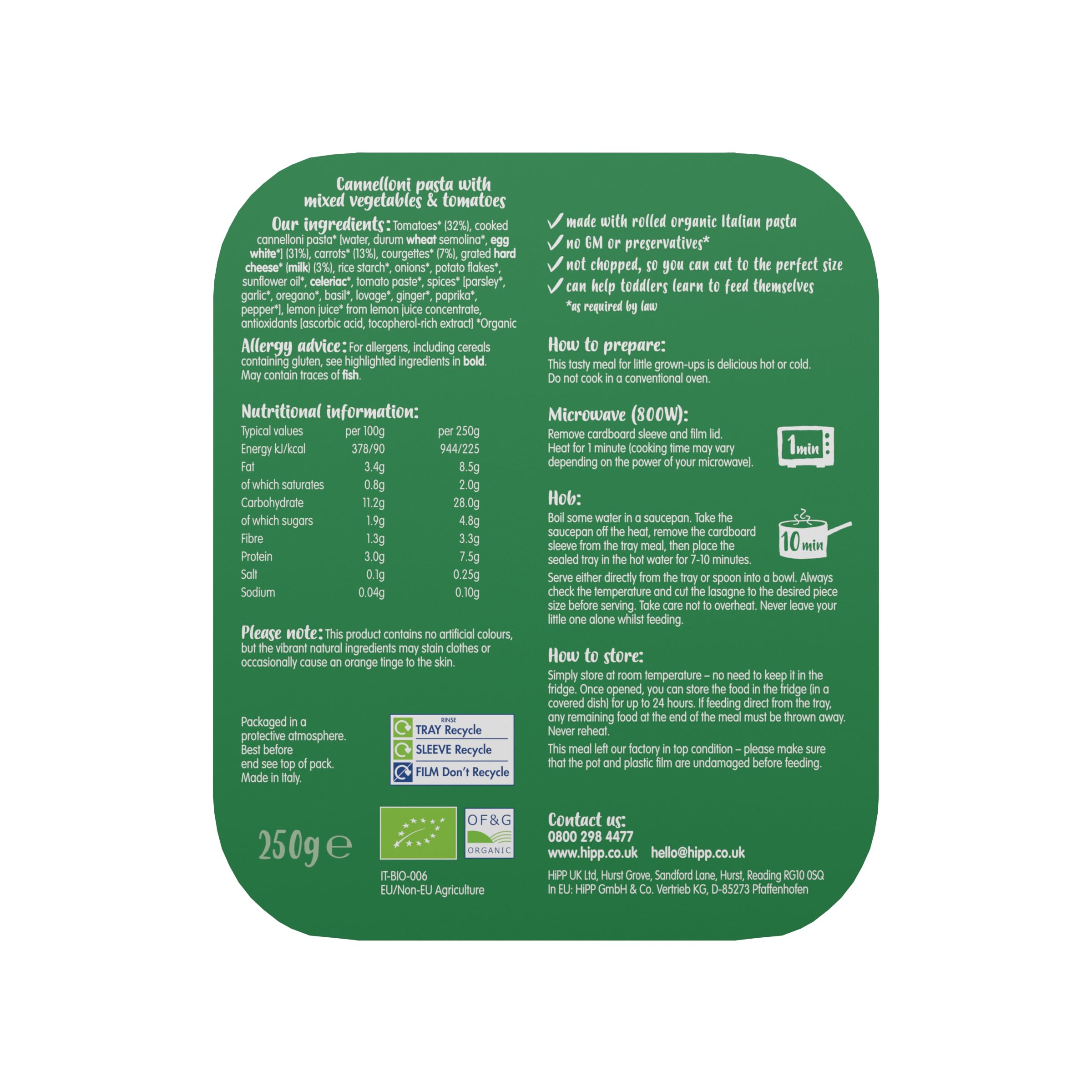 HiPP Organic Vegetable Cannelloni Toddler Meal 15+ Months 250g (Pack of 6) 7