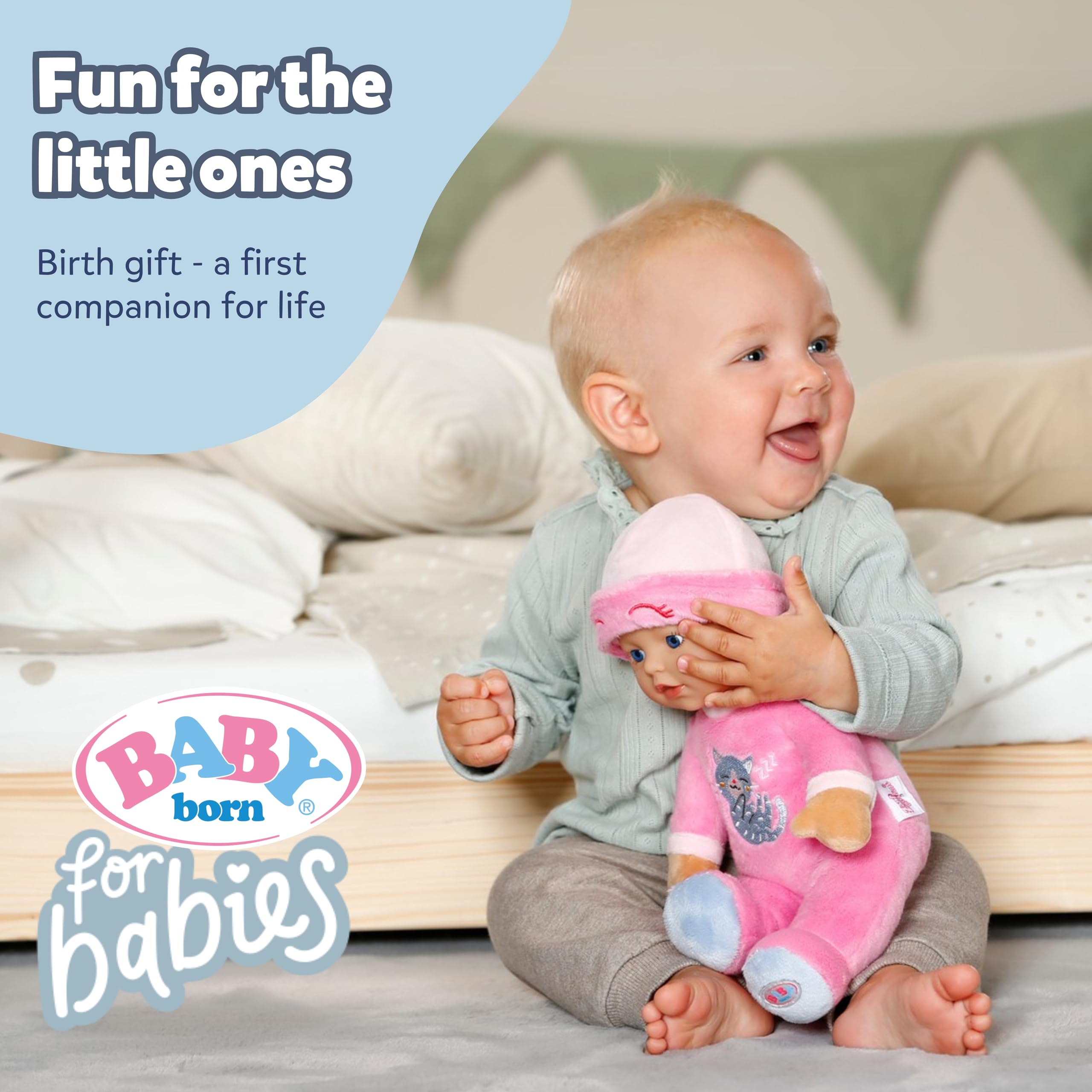 BABY born Sleepy Pink 30cm Soft Fabric Doll with Cat Design - Cuddly Baby Toy 3