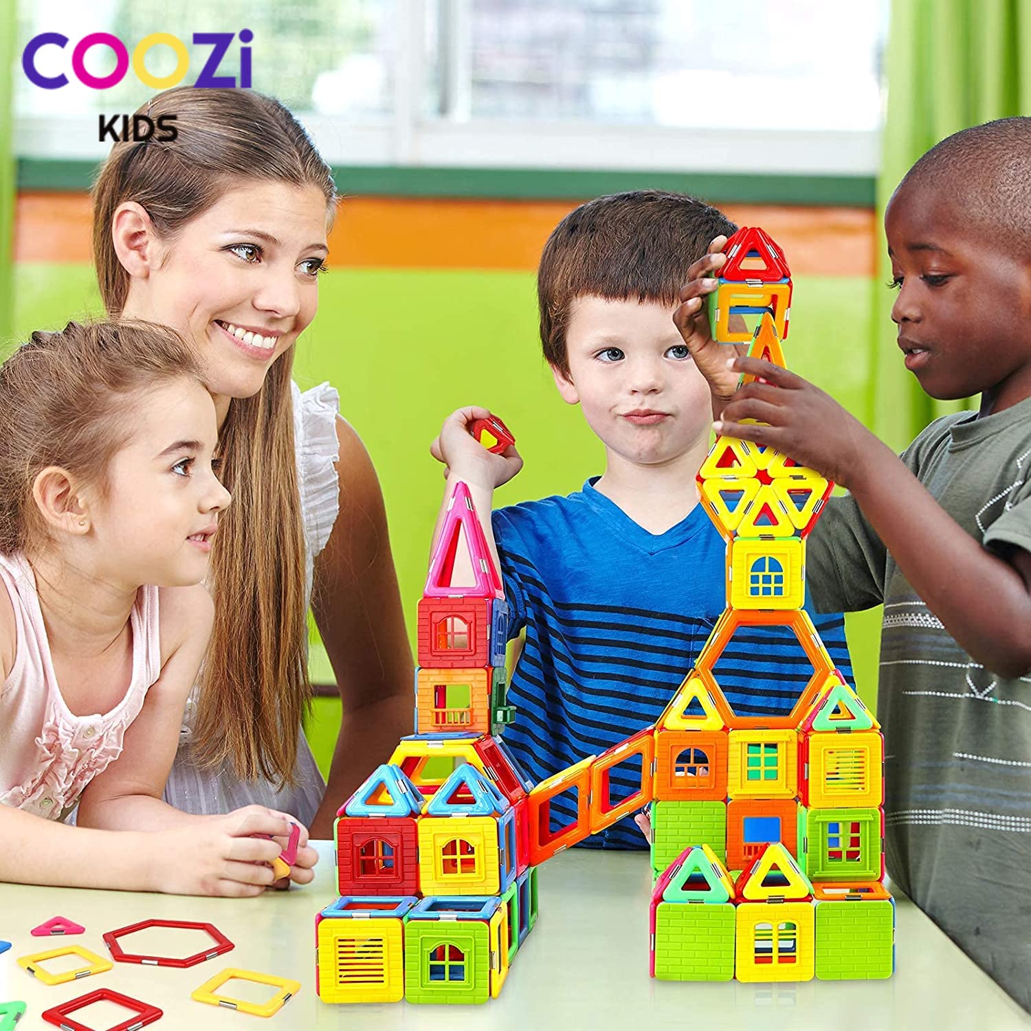 COOZI Magnetic Tiles for Kids - 40pc STEM Magnetic Building Blocks Set for Ages 3+ 8