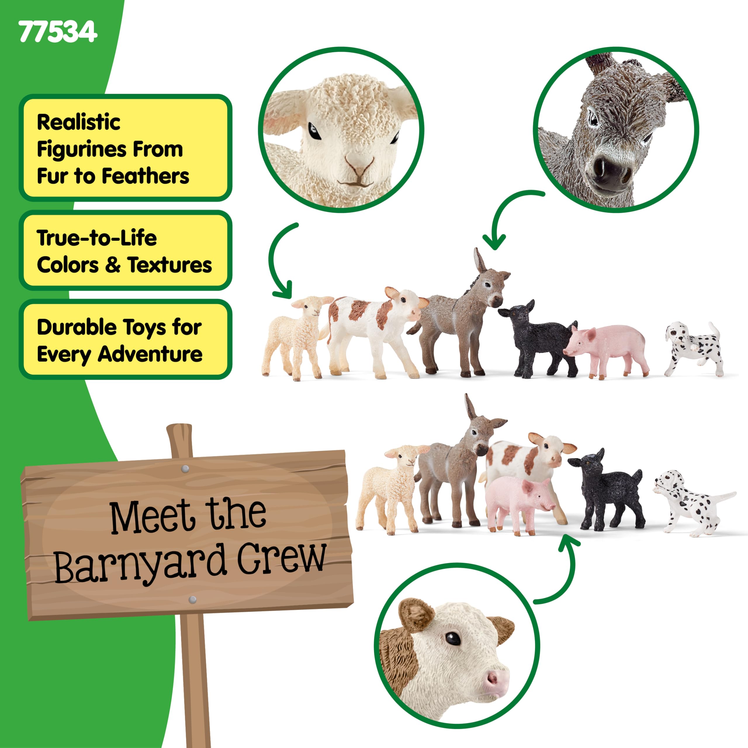 SCHLEICH Farm World - 6-Piece Baby Farm Animal Playset with Puppy, Lamb, Goat, Pig, Donkey Foal & Calf 10