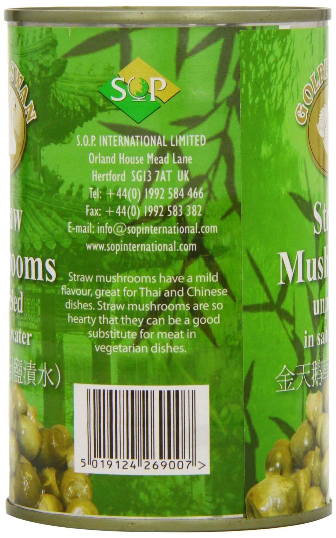 Golden Swan Brand Straw Mushrooms Whole Unpeeled in Brine 425g