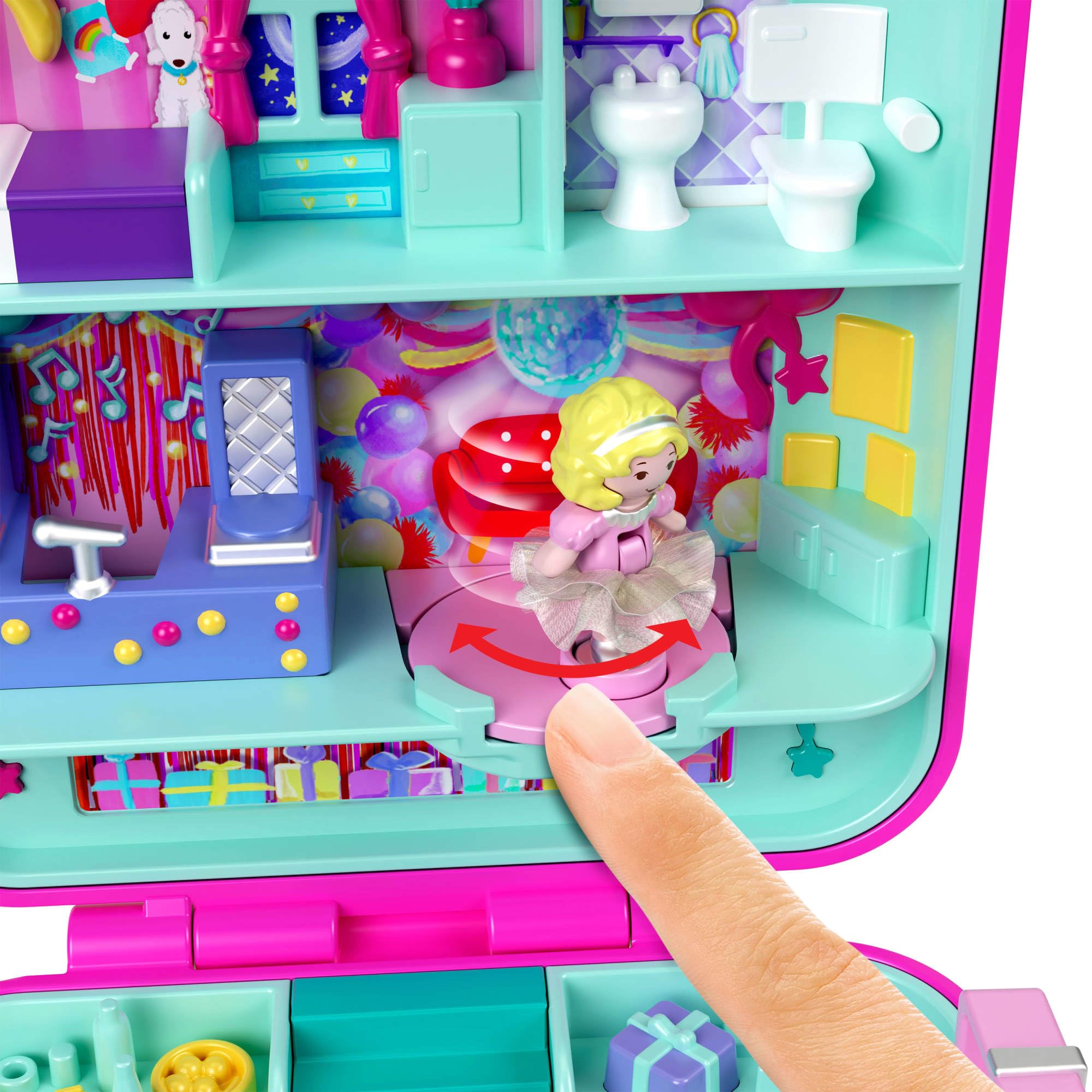 Polly Pocket Mattel 80th Anniversary Heritage Compact Playset - House Party with 3 Micro Dolls & Pet, Ages 4+ 7
