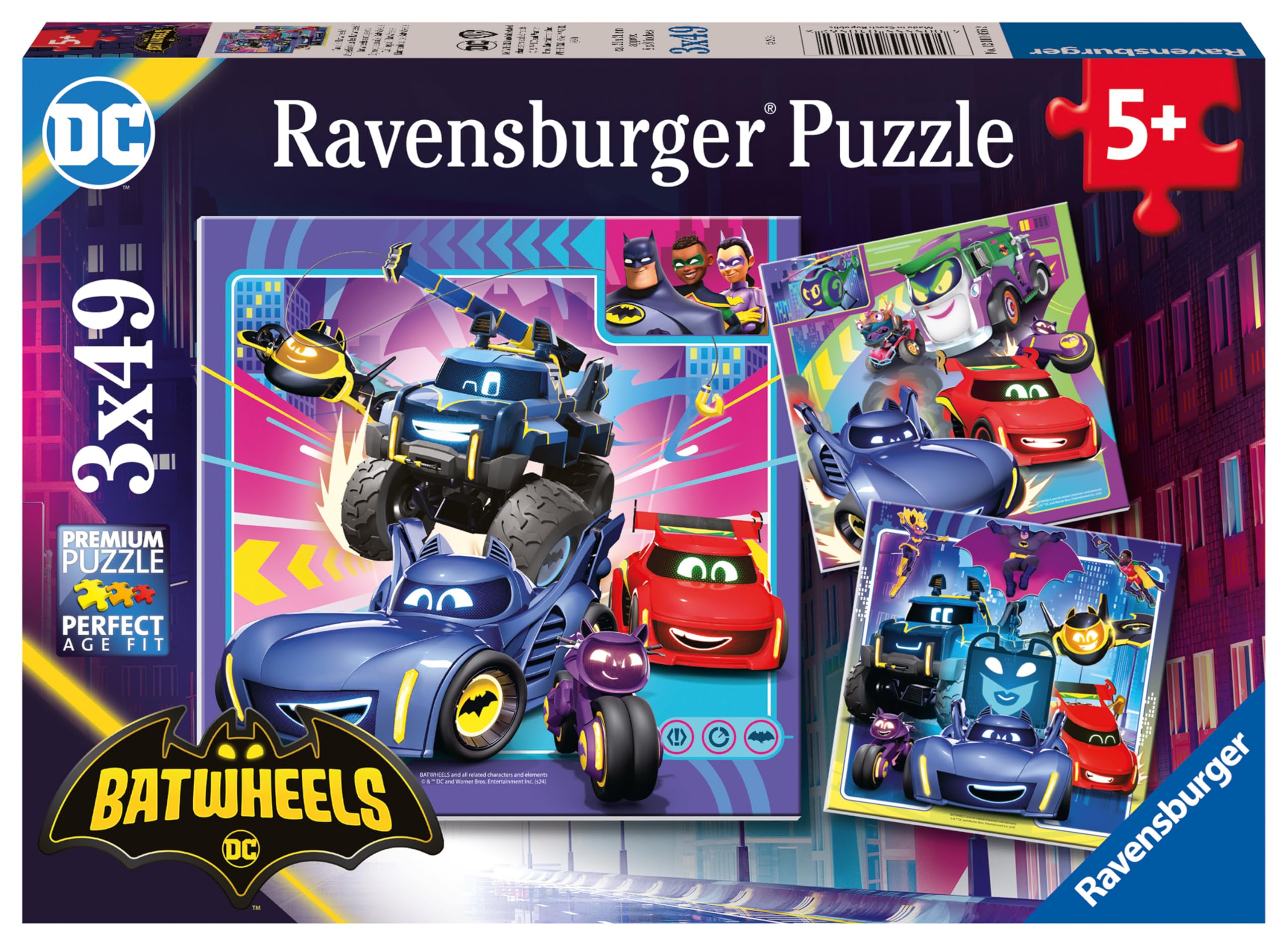 Ravensburger Batman Batwheels Jigsaw Puzzle - 3 x 49 Pieces | Ages 3+ | 17.8 x 17.8cm