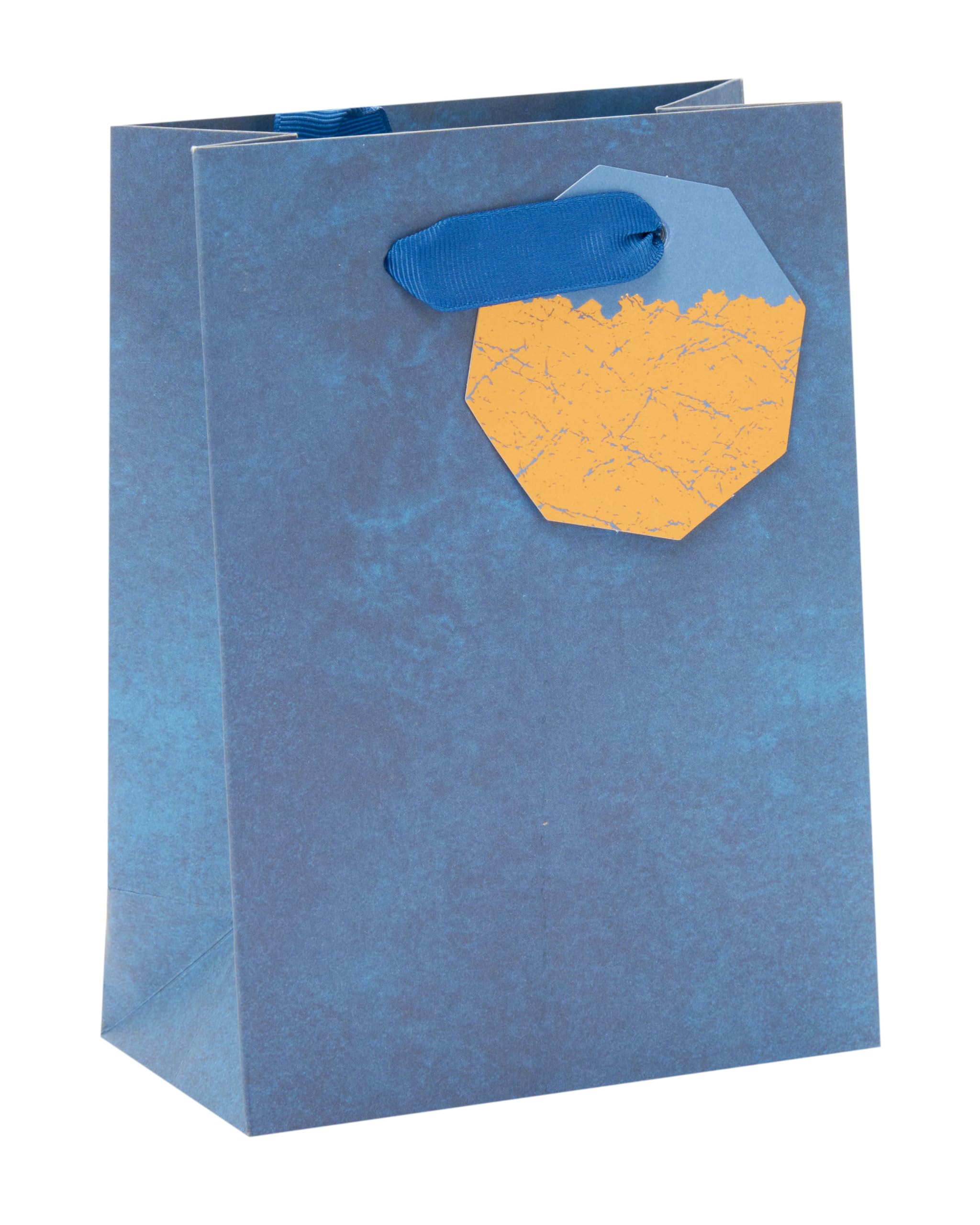 UK Greetings Small Gift Bag - Navy with Graphite Design & Foil Tag | 16.5 x 12 cm 1