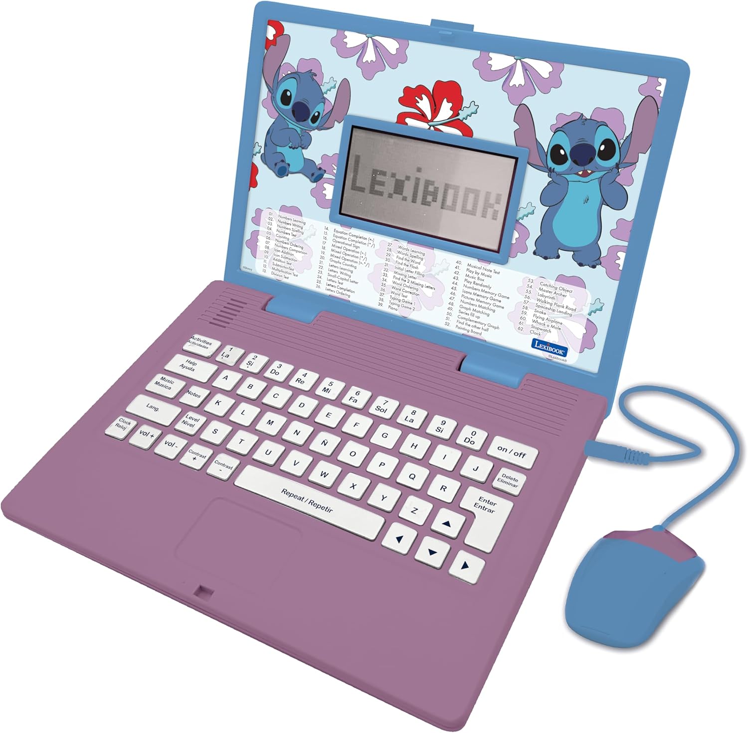 Lexibook Disney Stitch Bilingual Educational Laptop - 124 Activities for Ages 4+