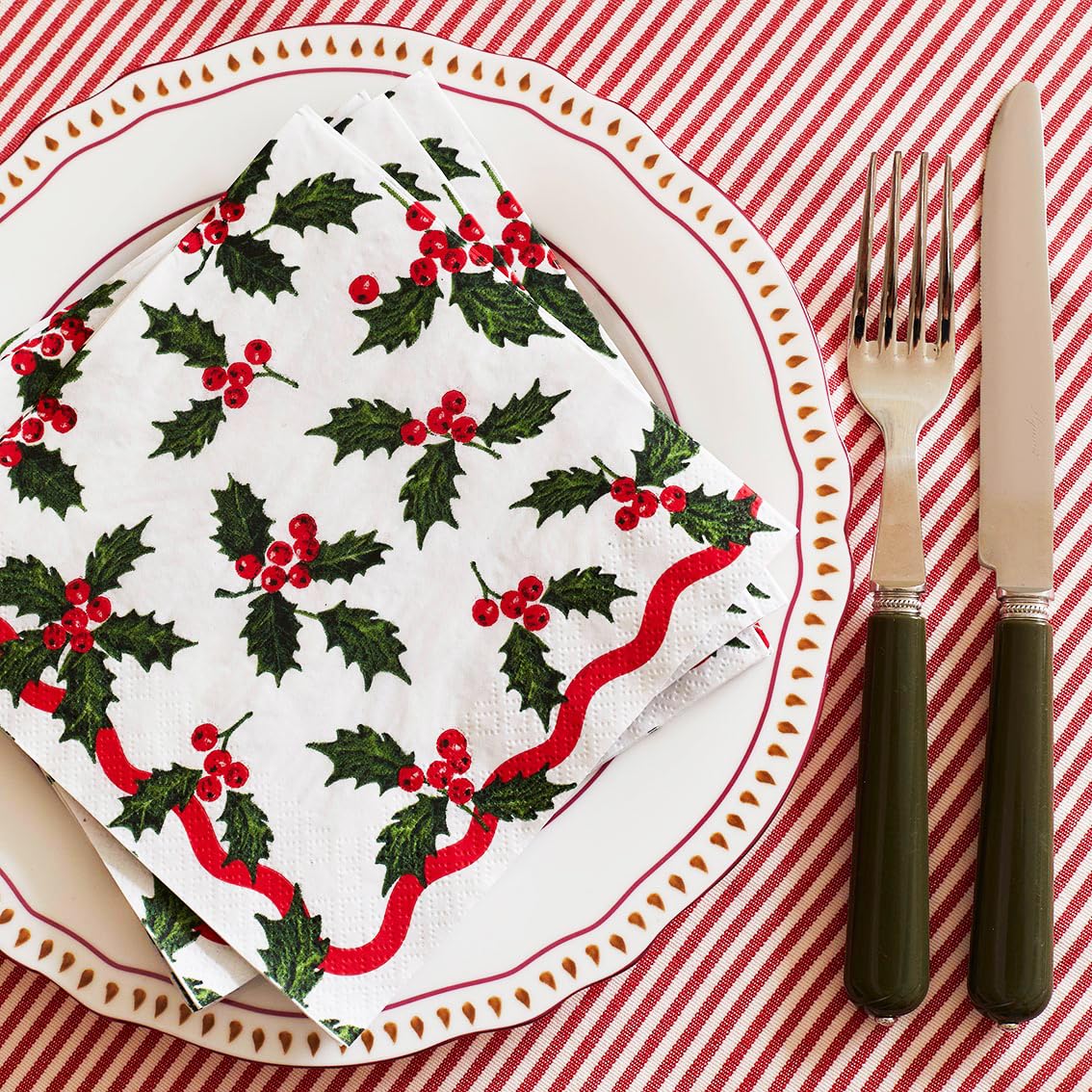 Talking Tables Holly Berry 2-Ply Christmas Napkins 100 Pack 12