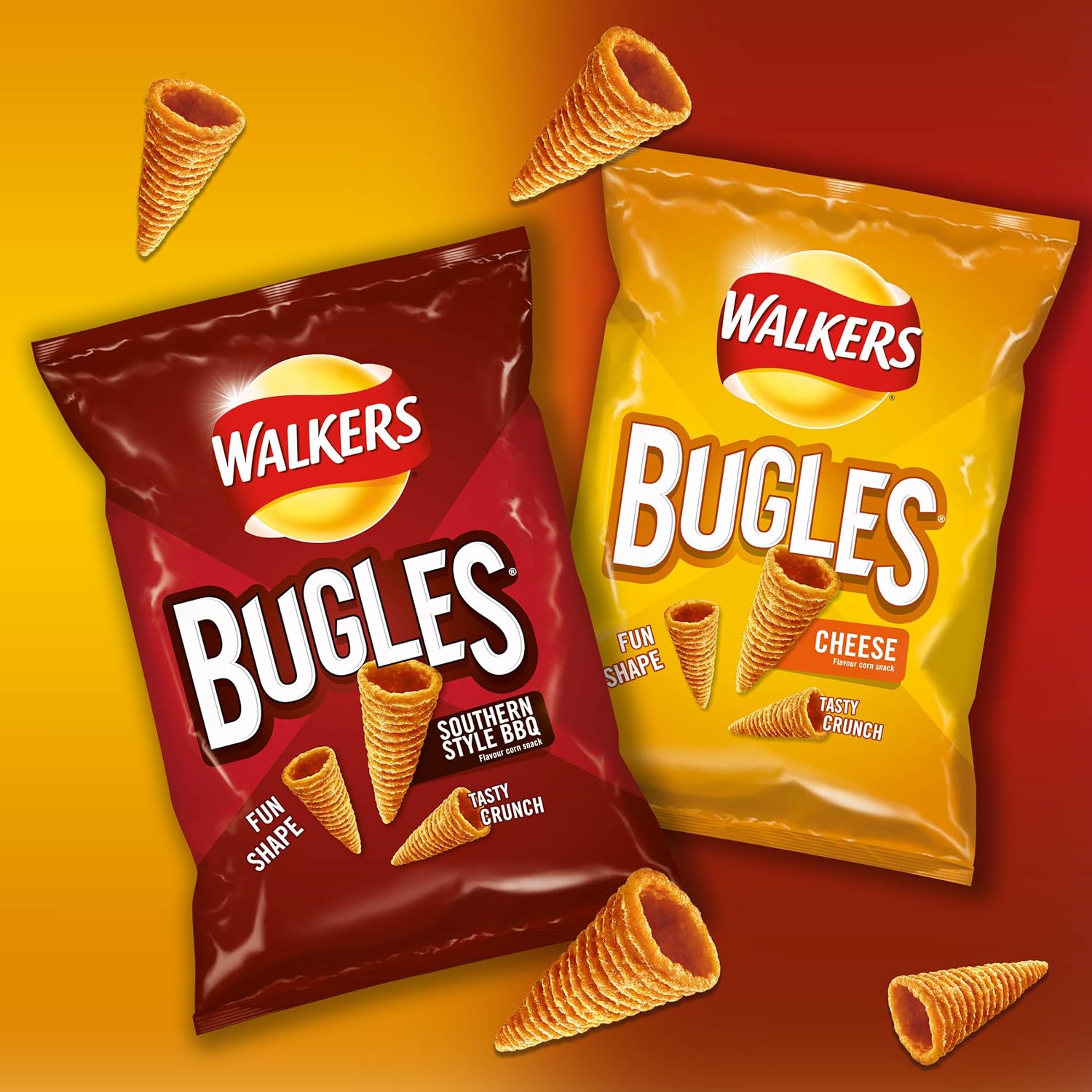 Walkers Bugles Southern Style BBQ Flavour Crisps, 110g Sharing Bag