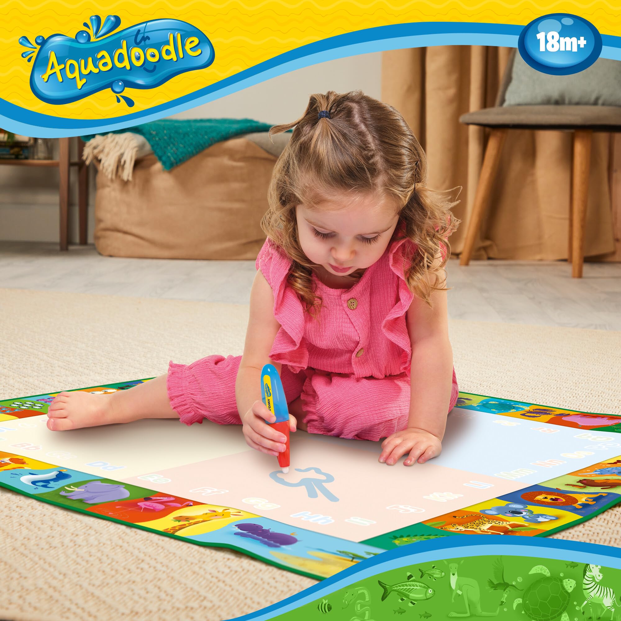 Aquadoodle Classic Large Water Doodle Mat, Official TOMY No Mess Colouring & Drawing Game, Suitable for Toddlers and Children From 18 Months+ 10