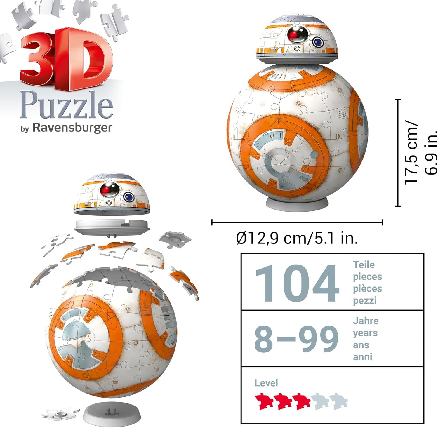 Ravensburger Star Wars BB-8 3D Puzzle - 99-Piece Plastic Building Set for Kids Age 8 and Up 5
