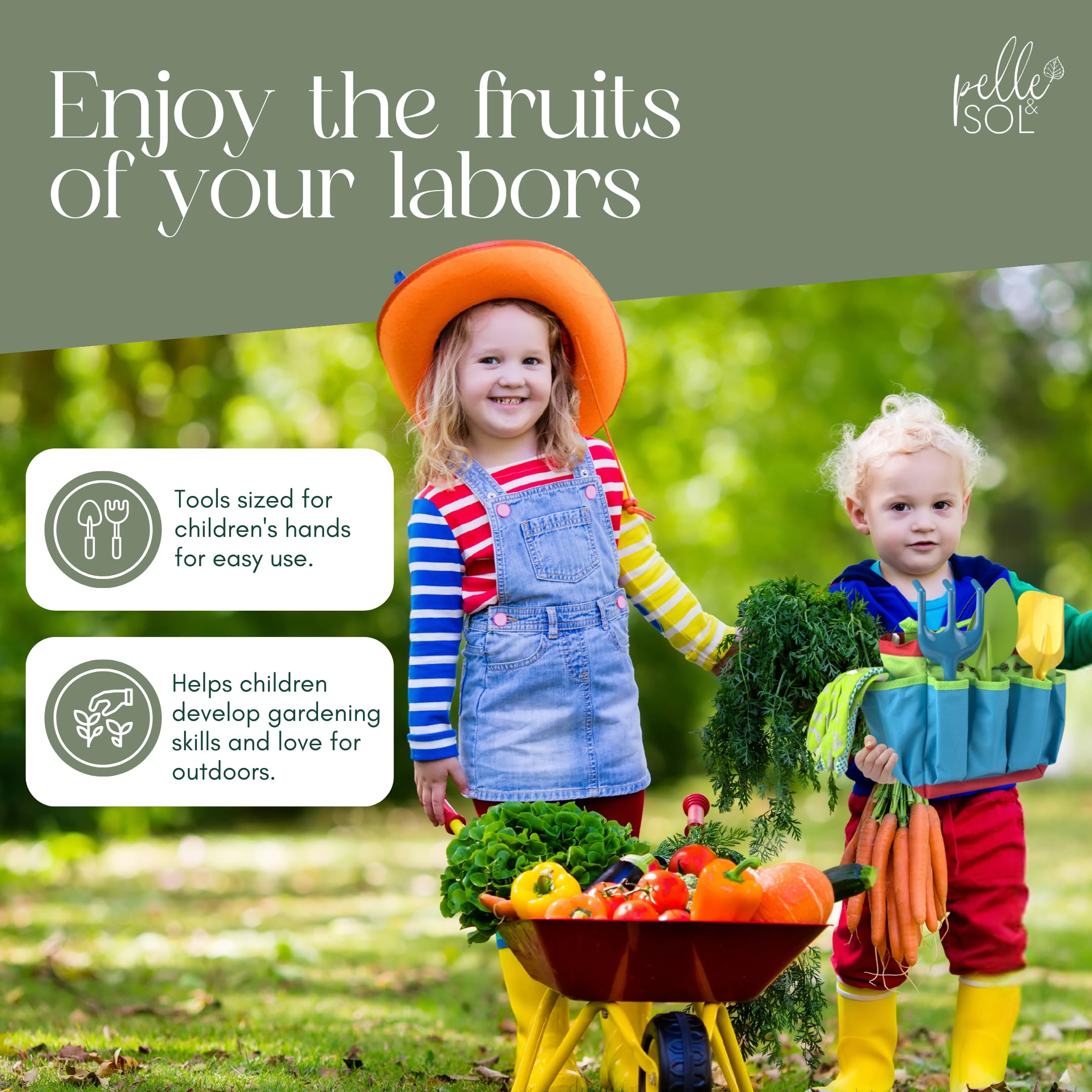 Pelle & Sol 10PCS Kids Gardening Tool Set - Children's Garden Playset for Ages 4+ 3