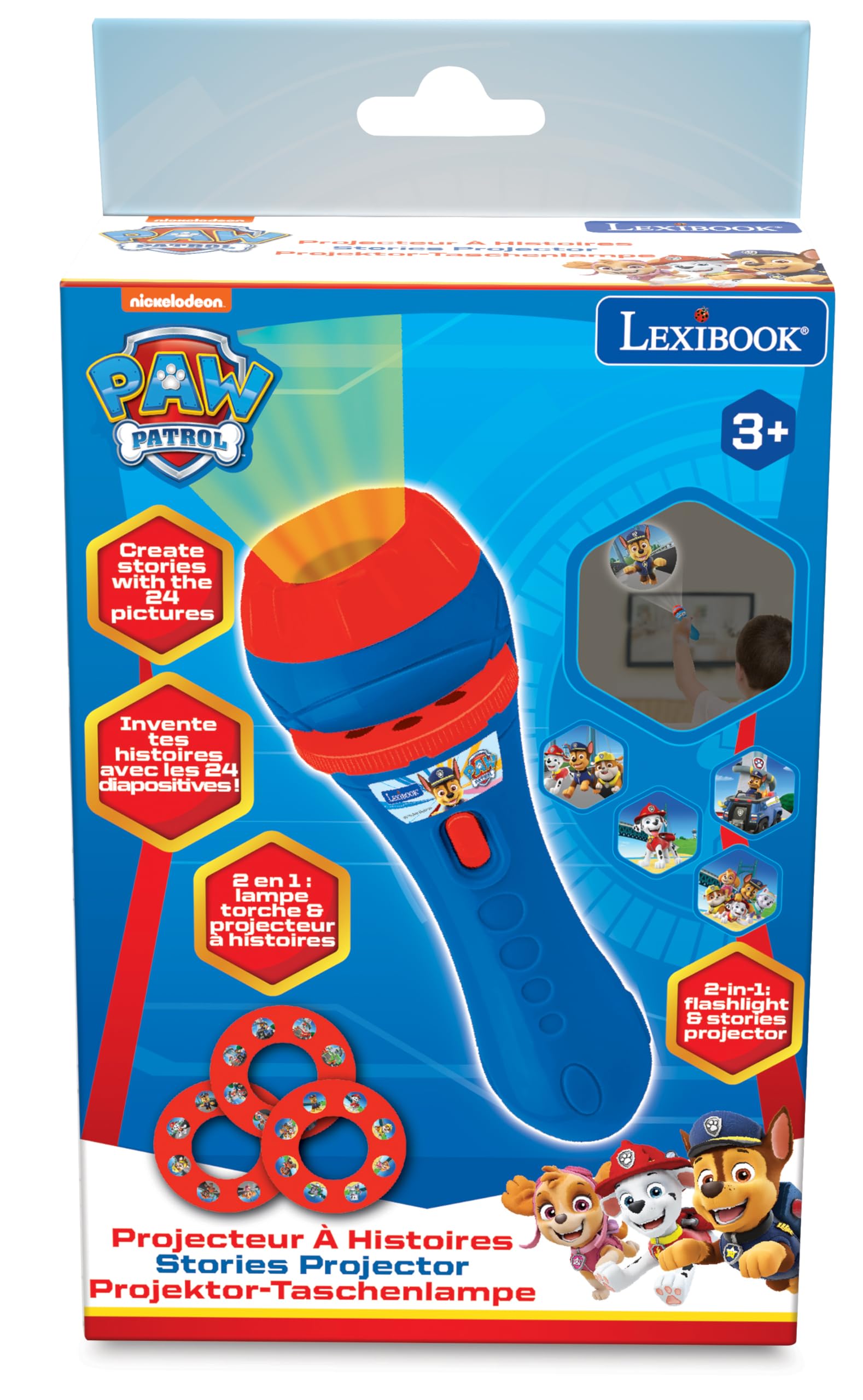 Lexibook Paw Patrol Story Projector & Flashlight - 3 Lenses, 24 Images, Ages 3+ 6