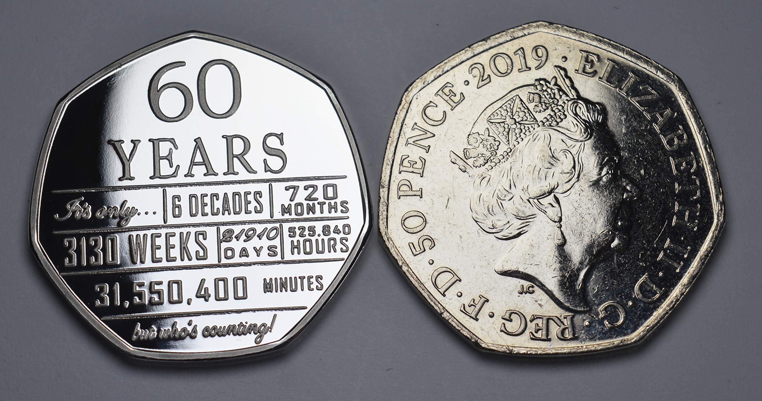 The Commemorative Coin Company 60th Birthday .999 Silver & 24ct Gold Plated Coin Set 5