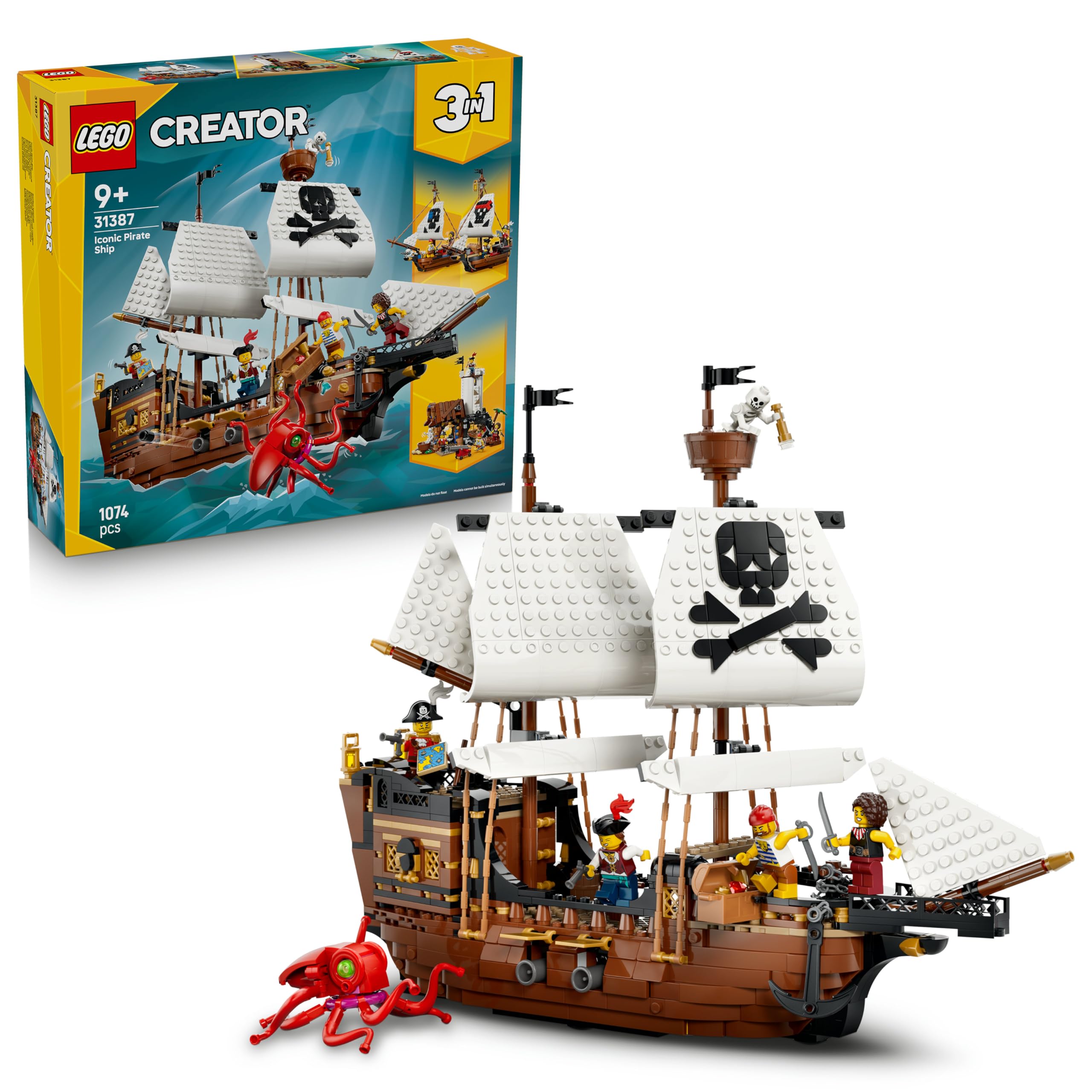 LEGO Creator 3 in 1 Iconic Pirate Ship Toy - 3 Models in 1, Ages 9+ 1