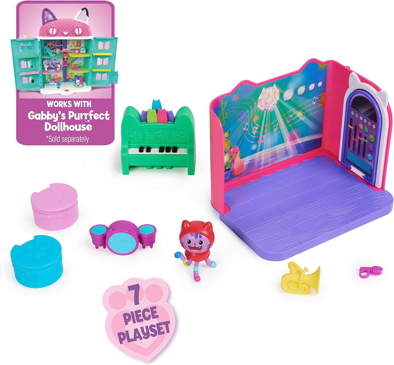 Gabbys Puppenhaus-Spielset „Groovy Music Room“ mit Daniel James-Katzenminze-Figur – ab 3 Jahren 4