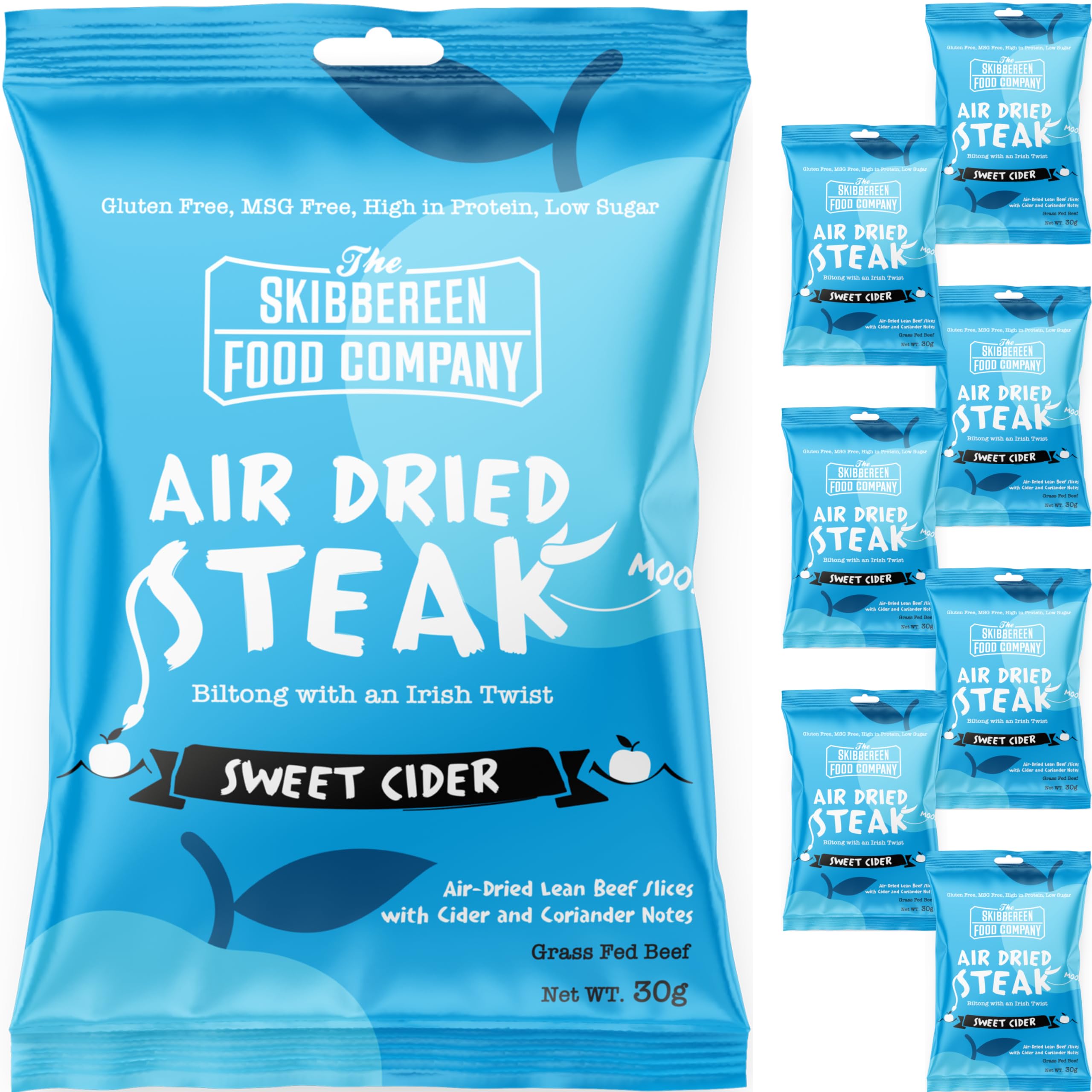 The Skibbereen Food Company Lean Beef Biltong Bites - Sweet Cider Flavor | 8 x 30g Pack | High Protein, Gluten Free 1