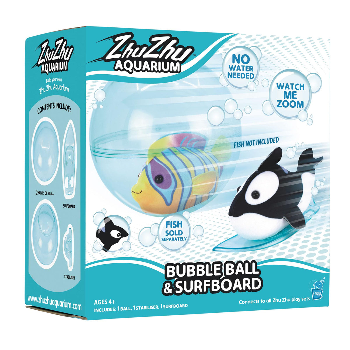 John Adams Zhu Zhu Pets Aquarium Bubble Ball & Surfboard Playset - Interactive Aquatic Fun for Ages 4+