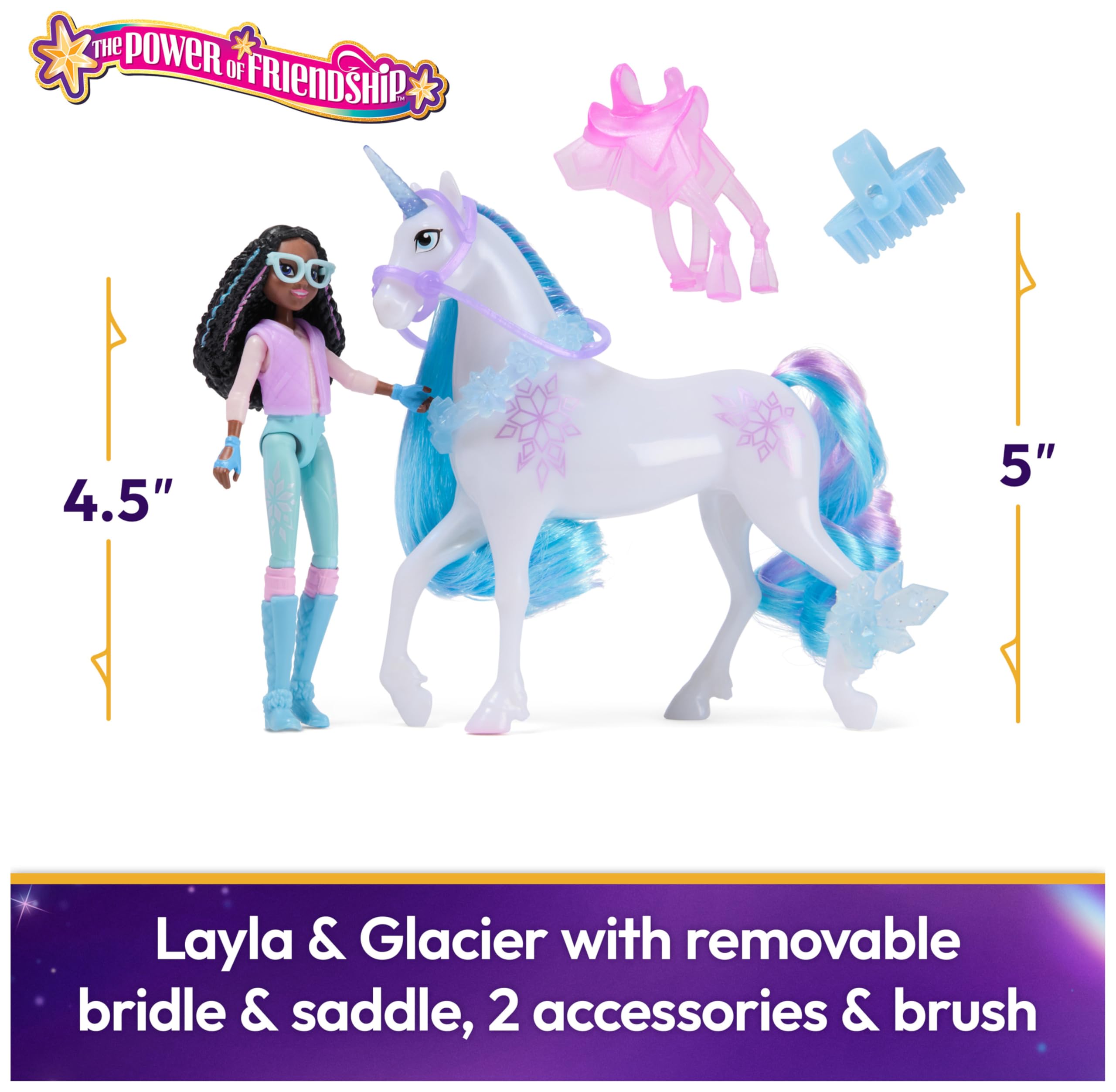 Unicorn Academy Layla & Glacier Power of Friendship Playset - Posable Doll & Unicorn Toy for Girls Ages 4 and Up 3