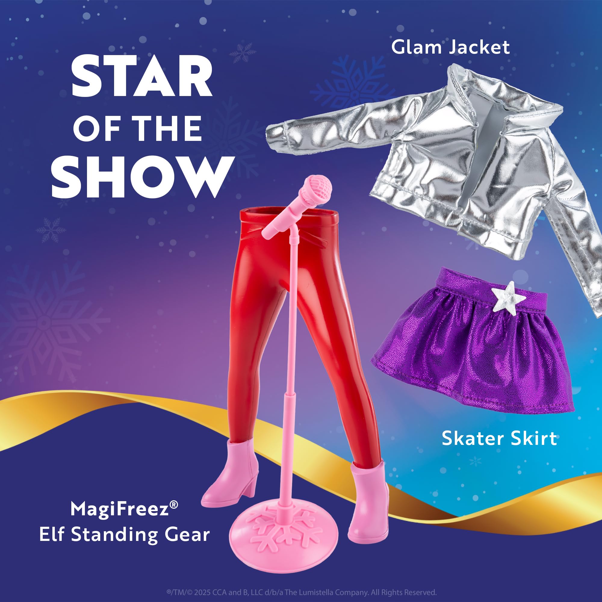 The Elf on the Shelf MagiFreez Pop Star Elf Set - Glittery Stage Outfit with Mic & Stand 5