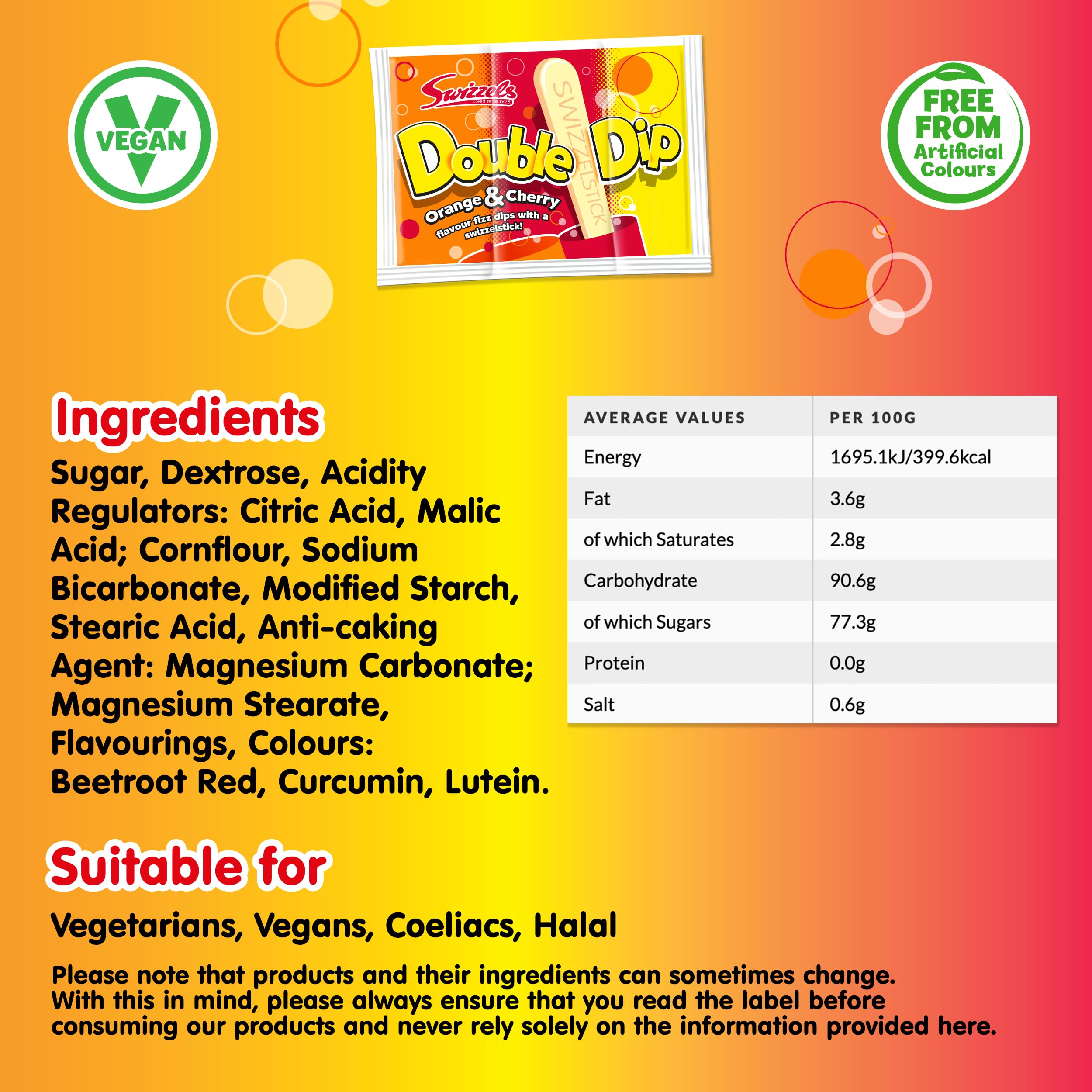 Swizzels Orange and Cherry Double Dip Sherbet Sweets - 36 Sachets (Fizzy Sherbet Dip, No Artificial Colours, Made in UK) 11