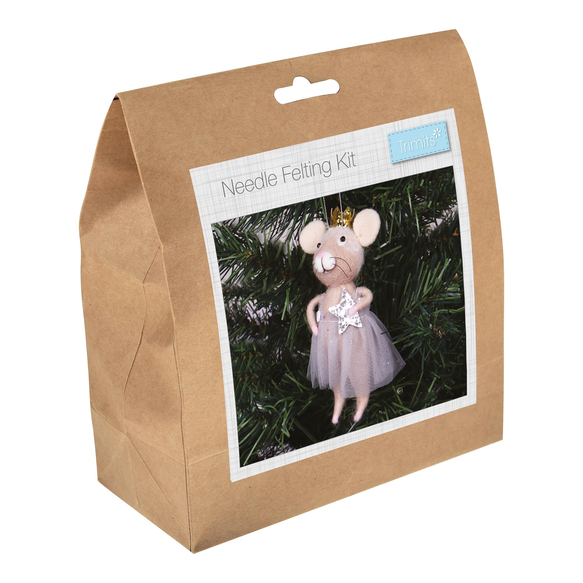 Trimits Needle Felting Craft Kit - Nordic Mouse Christmas Craft Kit for Beginners