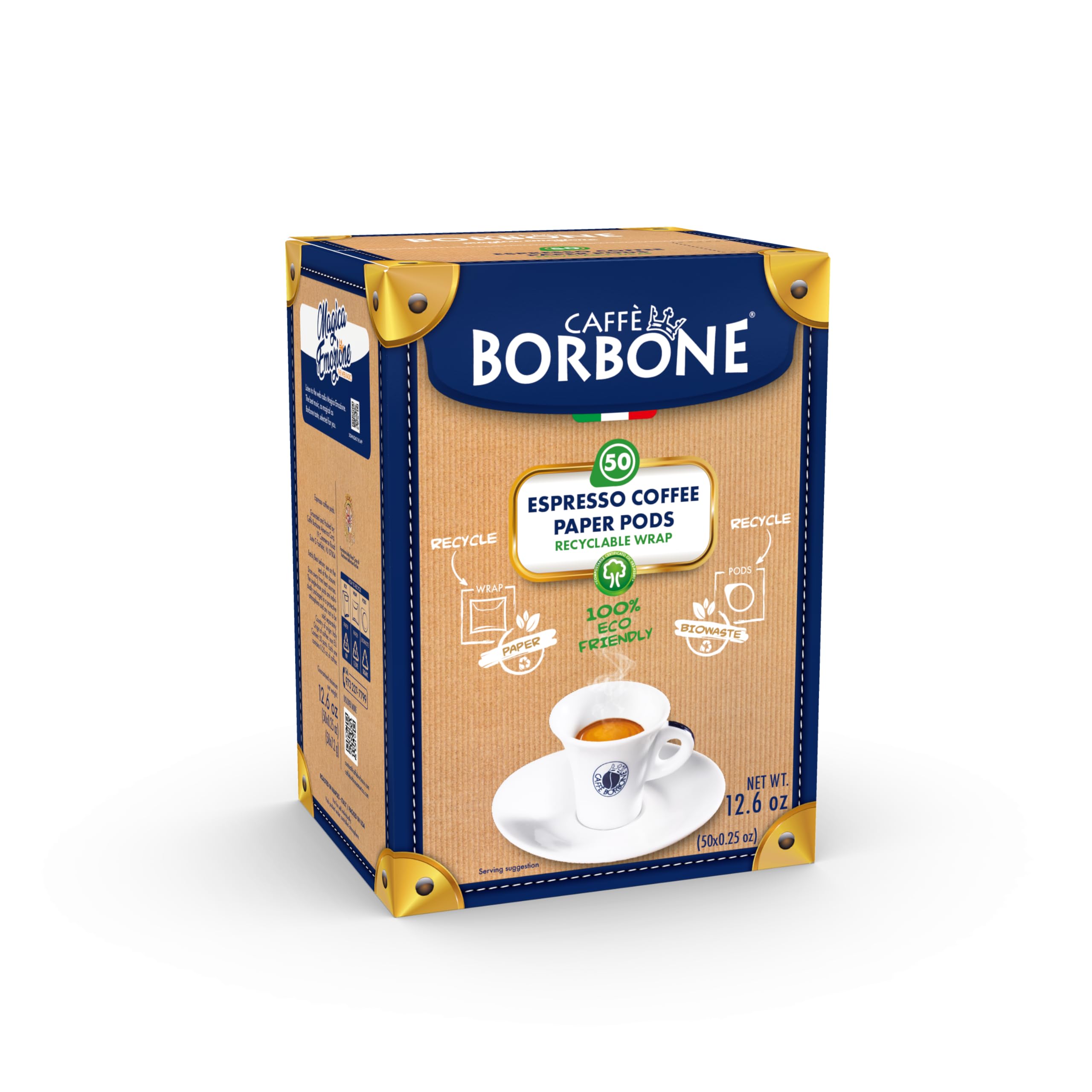 CAFFÈ BORBONE Black Coffee Blend Compostable Pods - 50 Count - ESE System Compatible 3