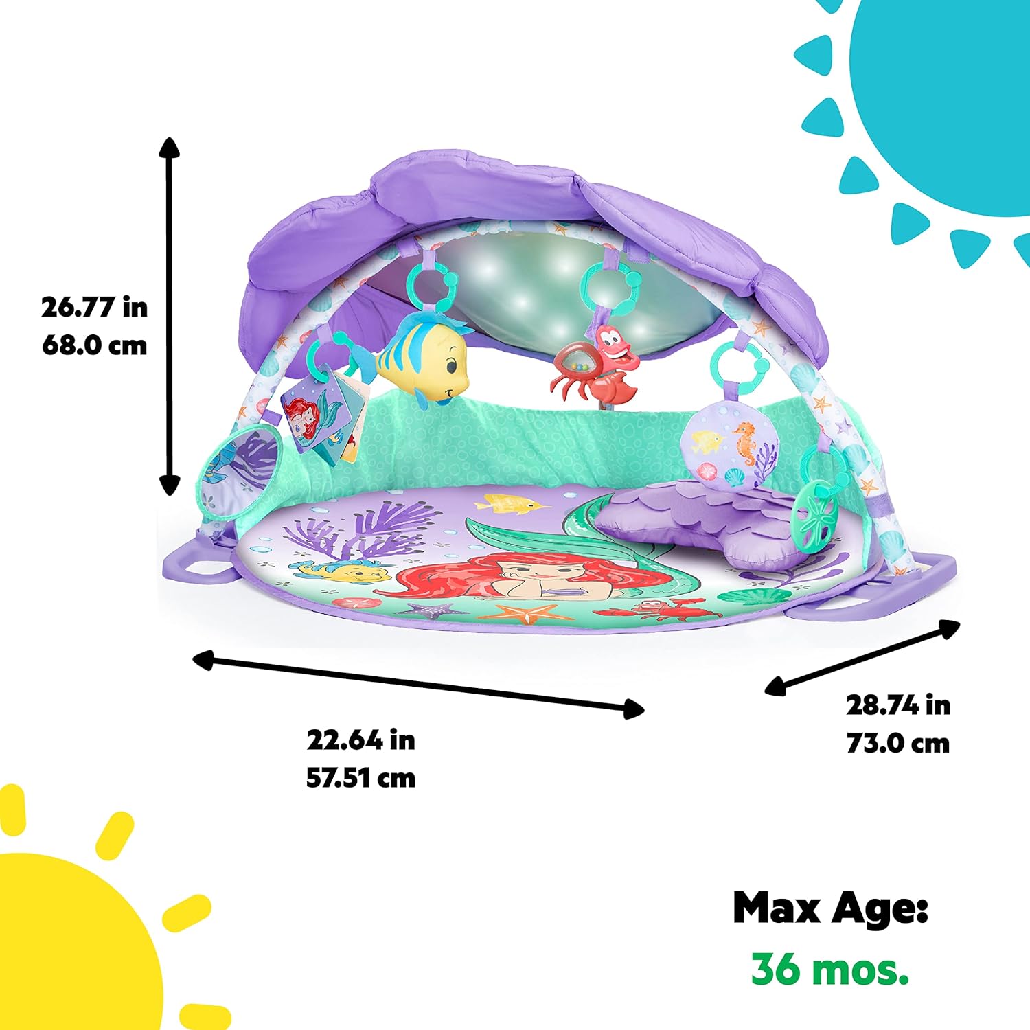 Bright Starts Disney Baby The Little Mermaid Twinkle Trove Light-Up Musical Gym 3