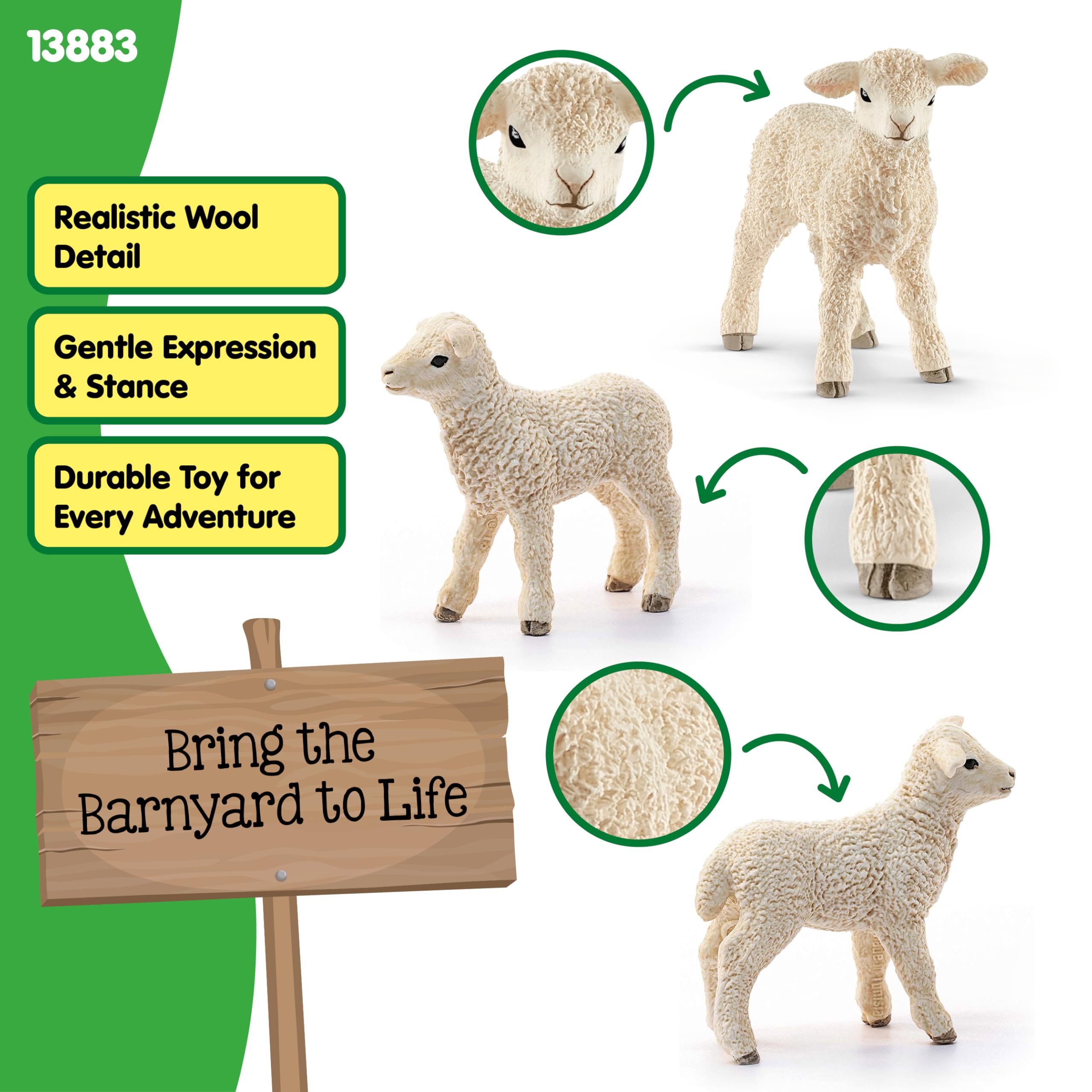 Schleich 13883 Lamb Farm World Figurine - Realistic Animal Toy for Kids 3+ 5