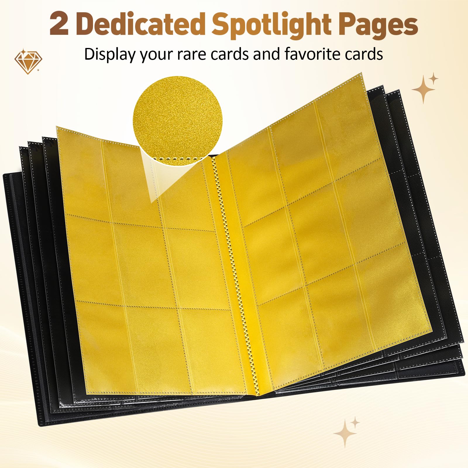 Euqvunn Trading Card Binder - 24 Sheets with 2 Spotlight Pages for Collectible Cards 4